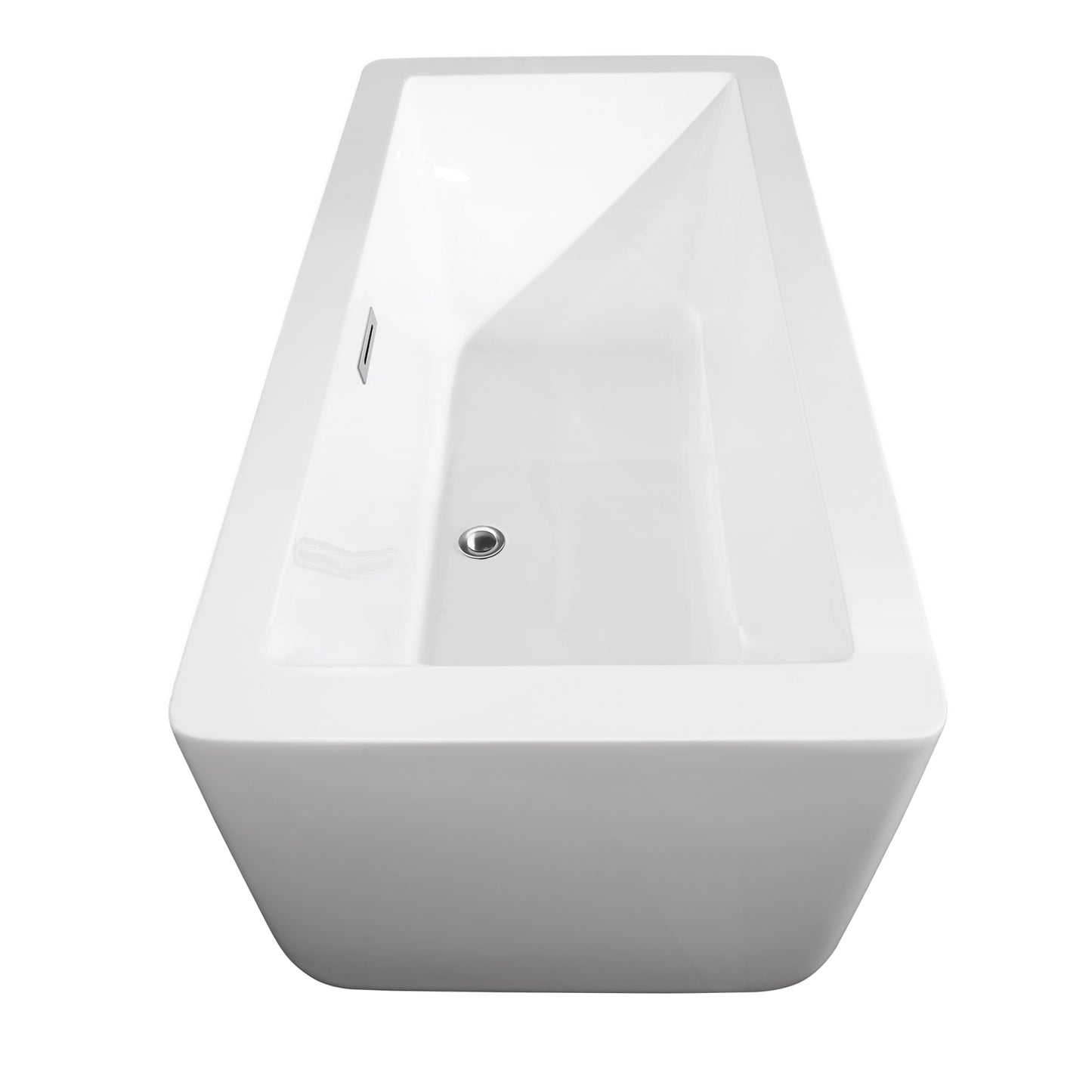 Laura 59" Freestanding Bathtub in White, Overflow Trim in Chrome