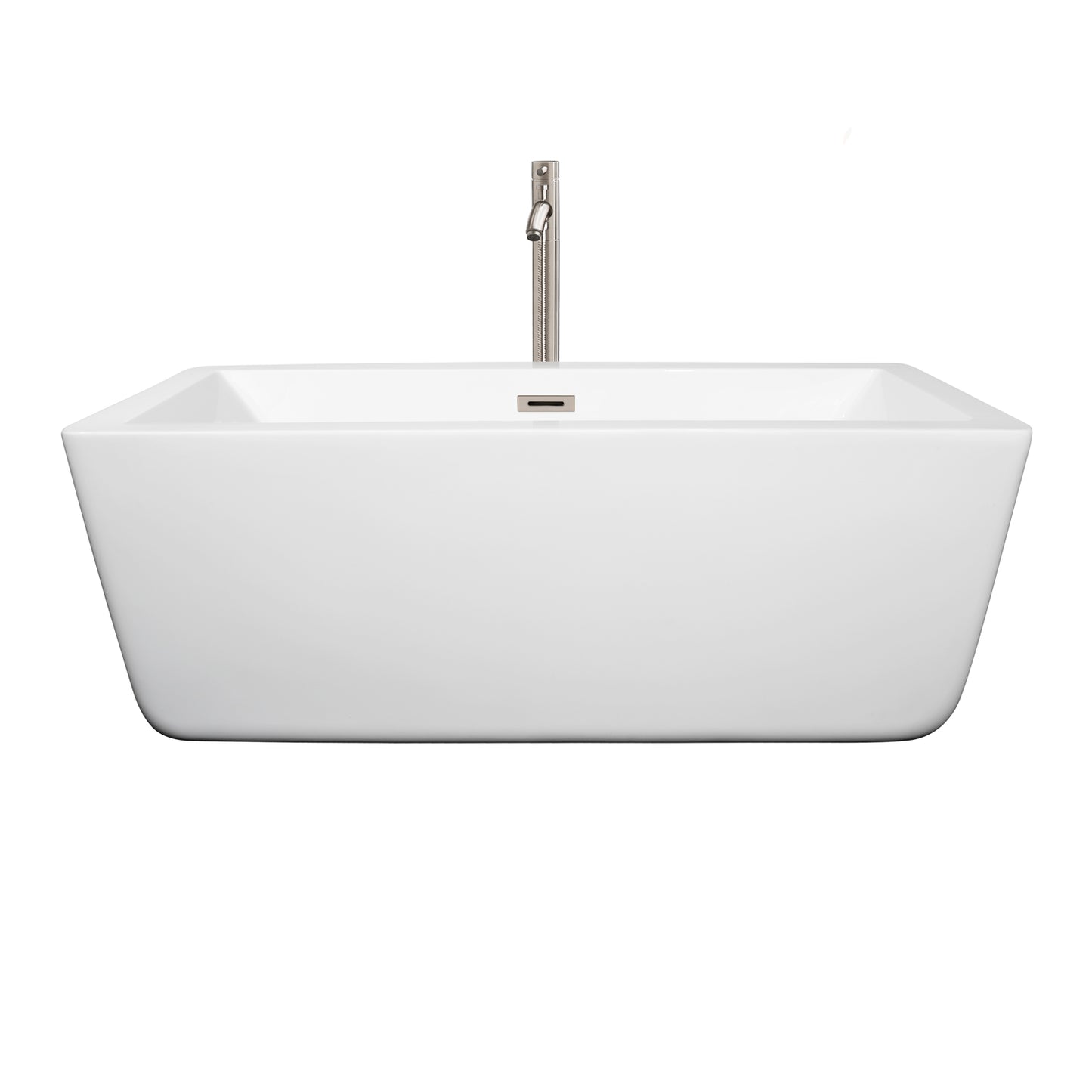 Laura 59" Freestanding Bathtub in White, Overflow Trim