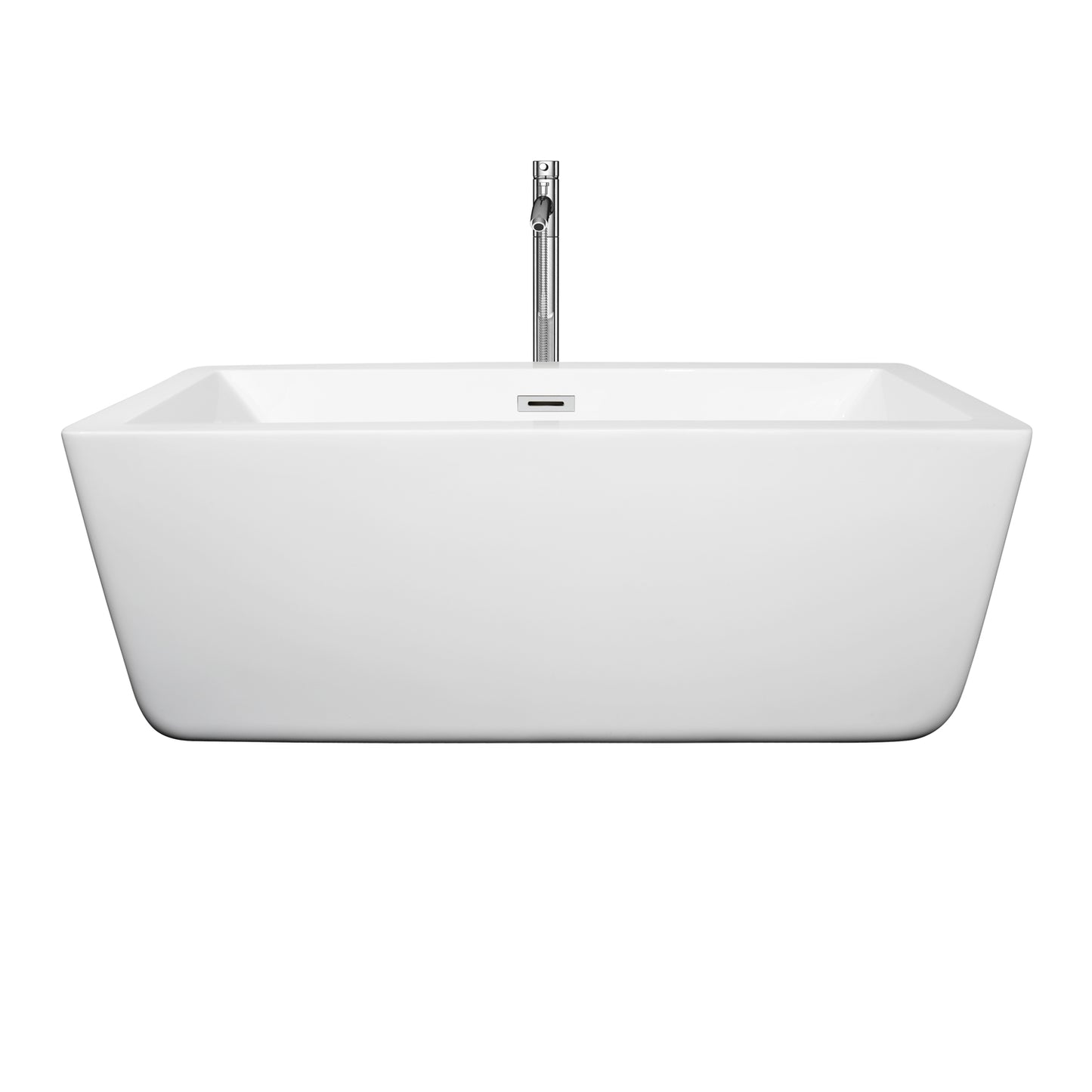 Laura 59" Freestanding Bathtub in White, Overflow Trim in Chrome