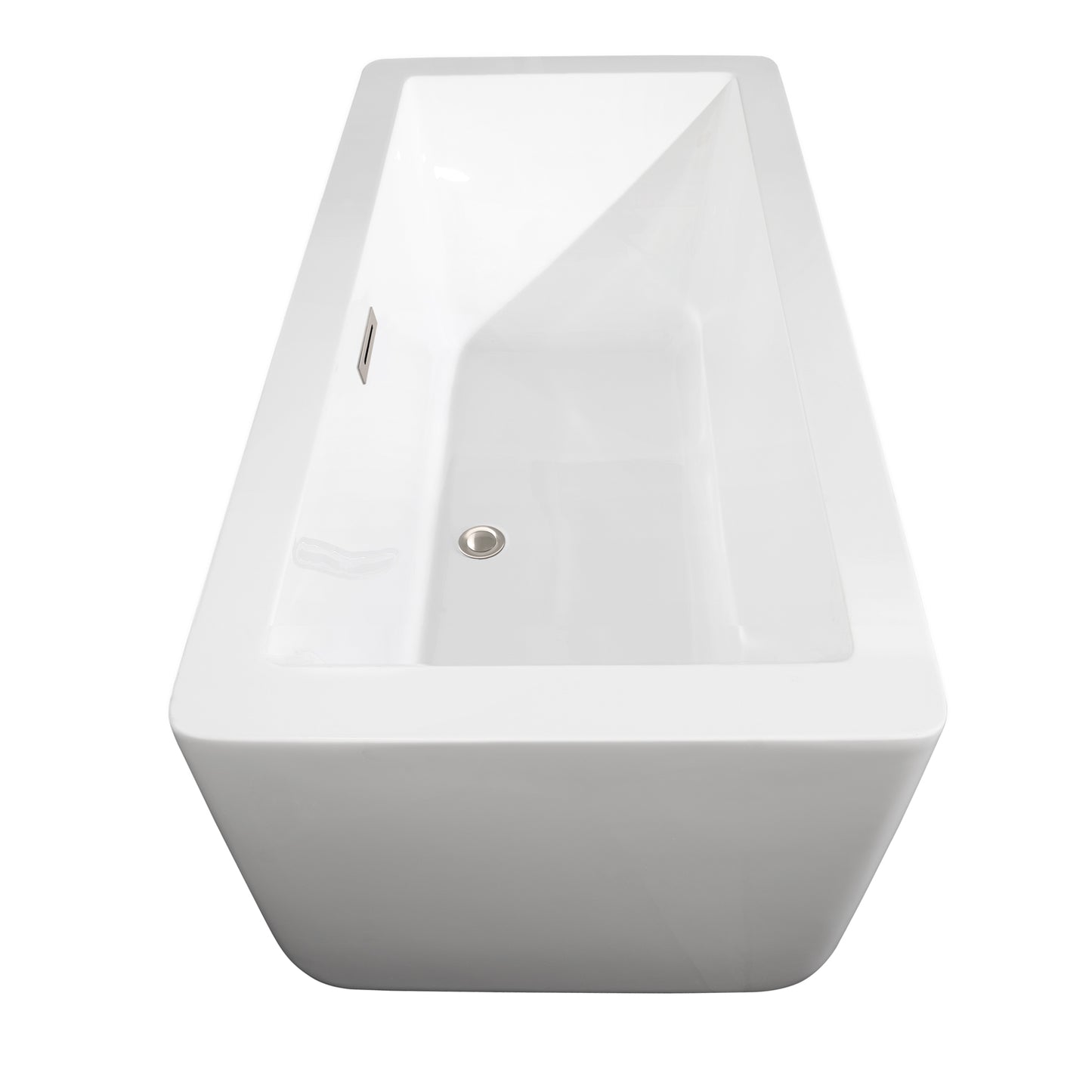 Laura 59" Freestanding Bathtub in White, Brushed Nickel Drain, Overflow Trim