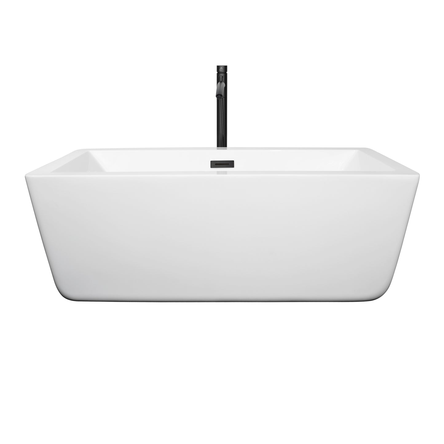 Laura 59" Freestanding Bathtub in White, Overflow Trim in Matte Black