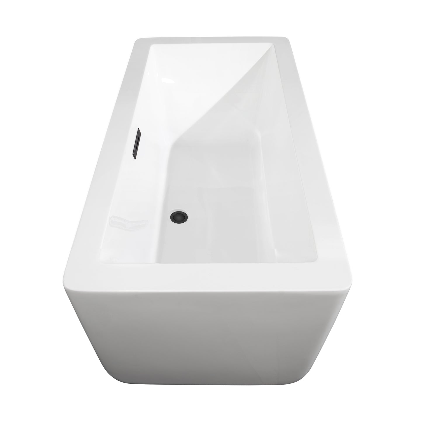 Laura 59" Freestanding Bathtub in White, Matte Black Drain, Overflow Trim