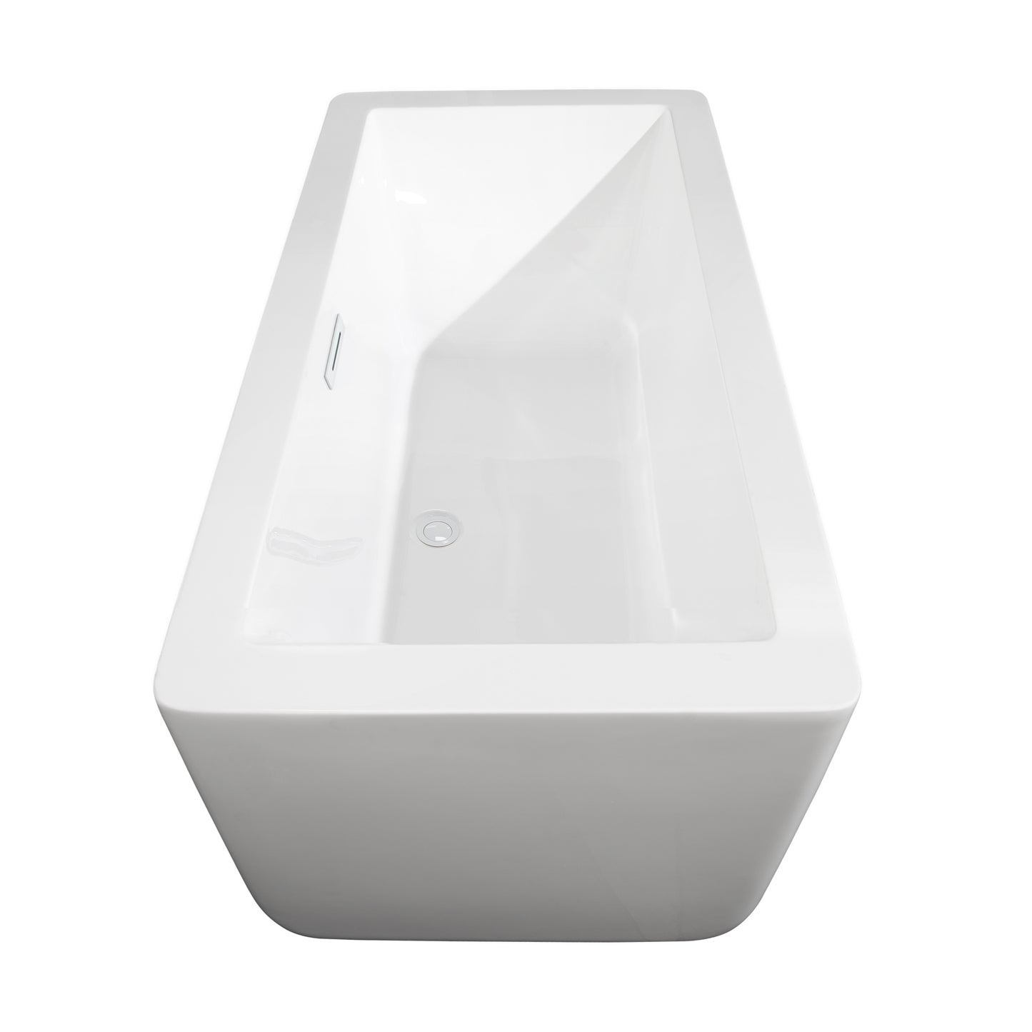 Laura 59" Freestanding Bathtub in White, Shiny White Drain, Overflow Trim