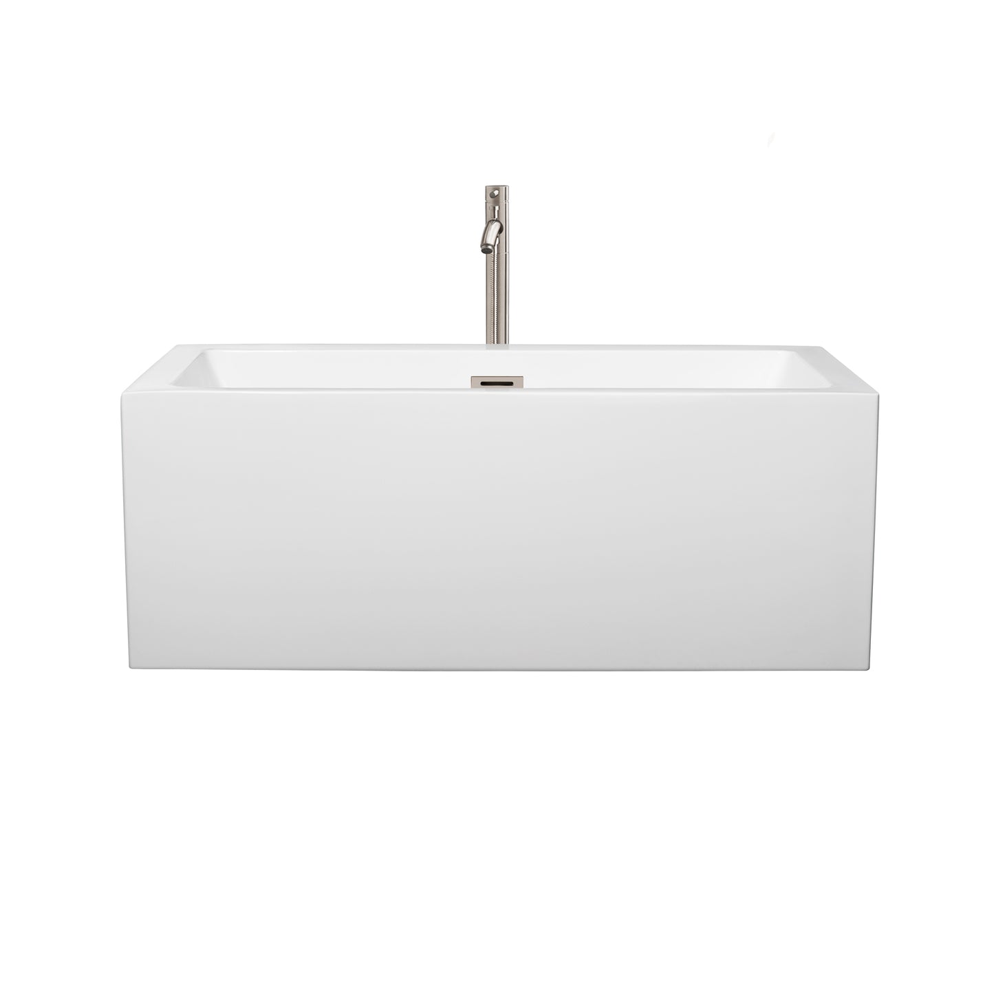 Melody 60" Freestanding Bathtub in White, Overflow Trim in Nickel