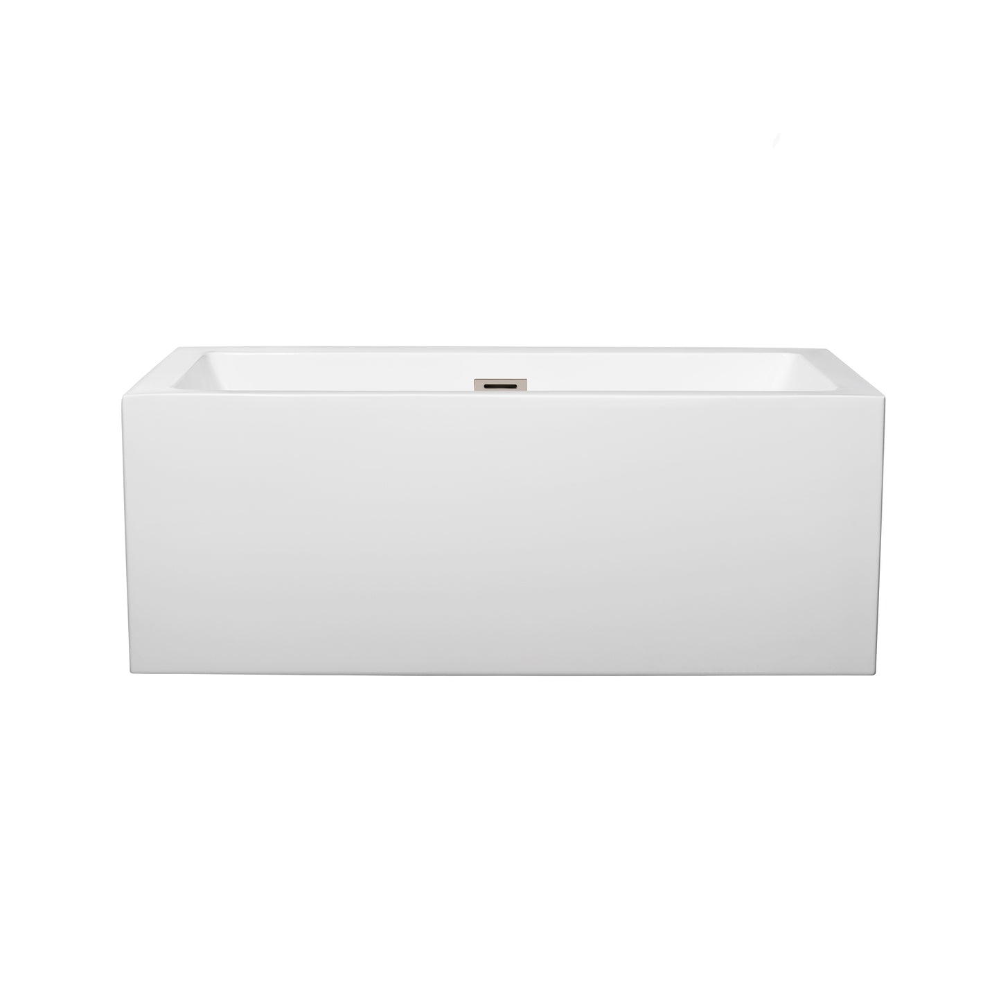 Melody 60" Freestanding Bathtub in White, Brushed Nickel Drain, Overflow Trim