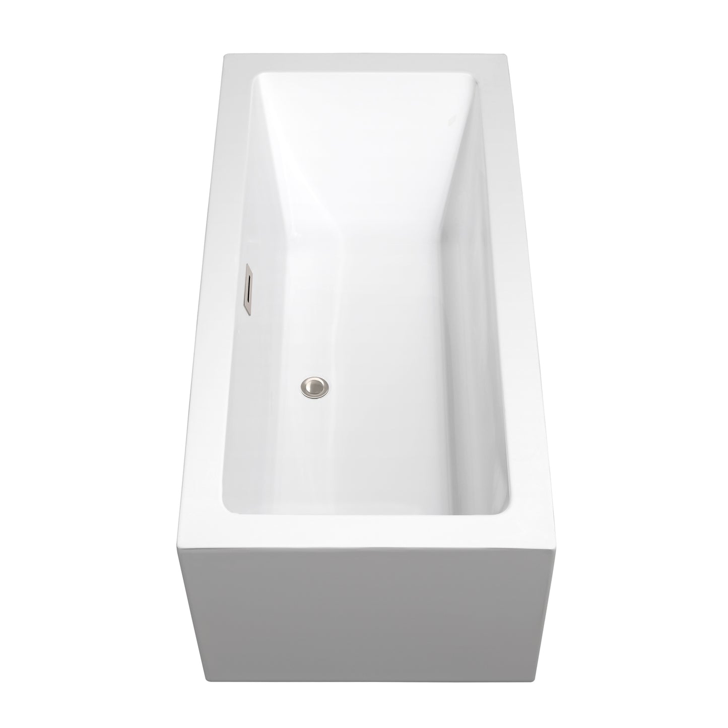 Melody 60" Freestanding Bathtub in White, Brushed Nickel Drain, Overflow Trim