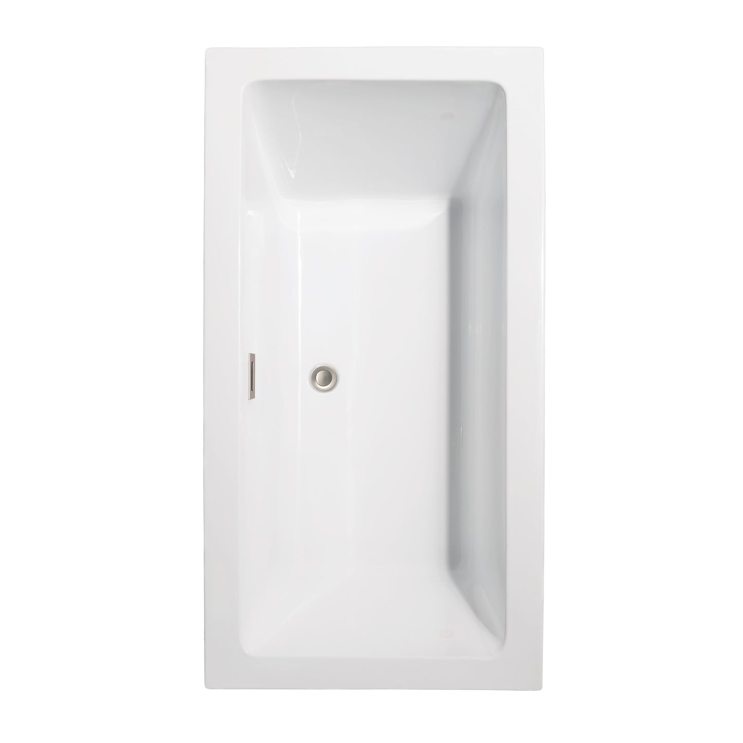 Melody 60" Freestanding Bathtub in White, Brushed Nickel Drain, Overflow Trim