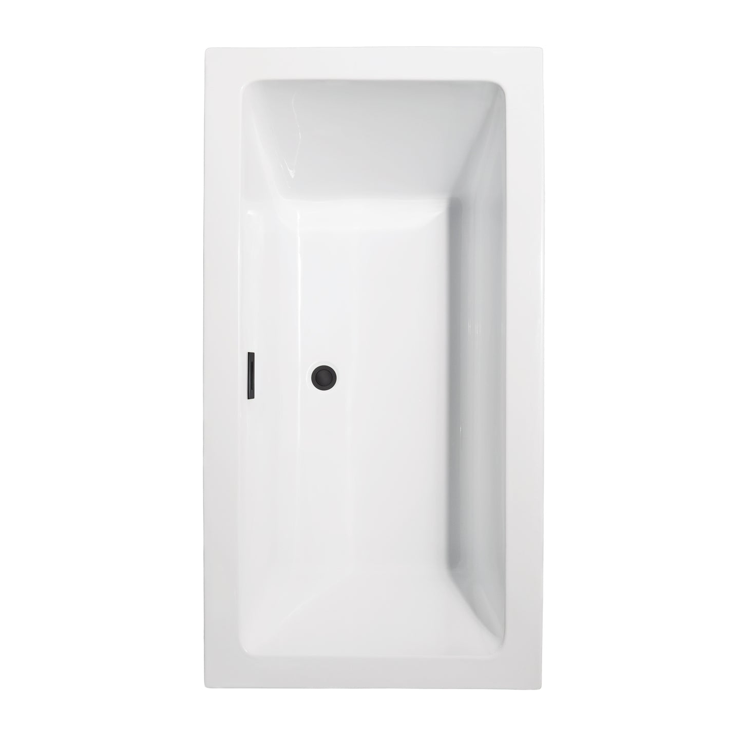Melody 60" Freestanding Bathtub in White, Matte Black Drain, Overflow Trim