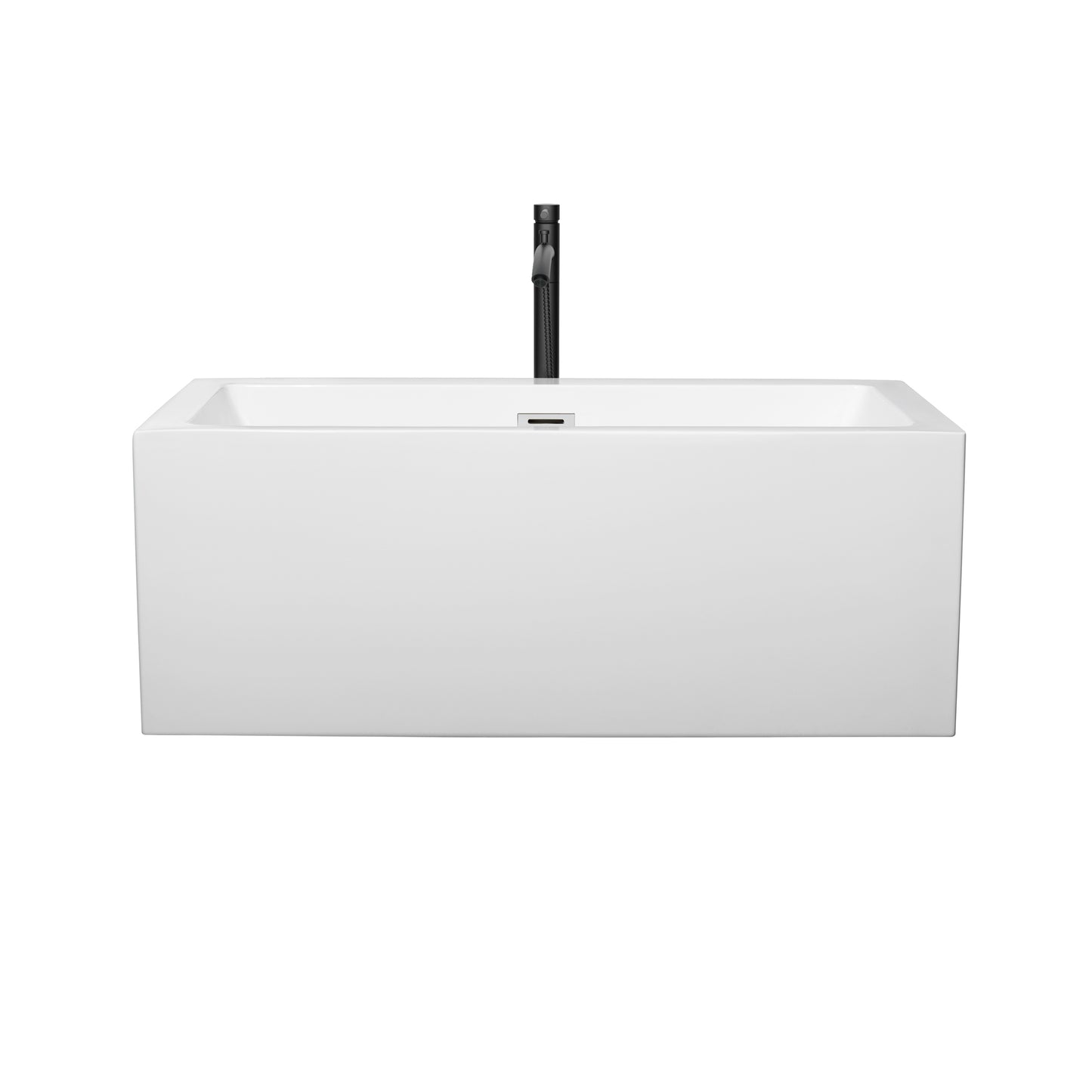 Melody 60" Freestanding Bathtub in White, Polished Chrome Trim, Faucet in Black