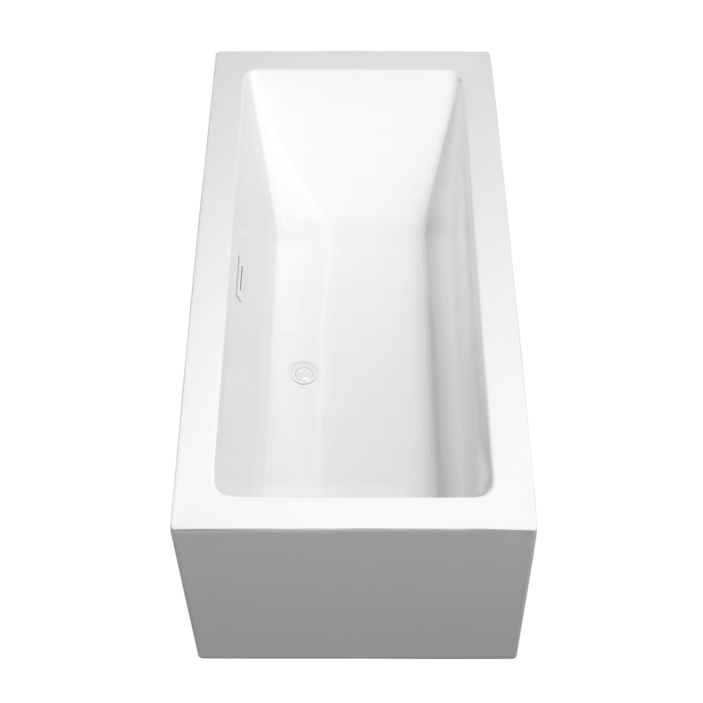 Melody 60" Freestanding Bathtub in White, Shiny White Drain, Overflow Trim