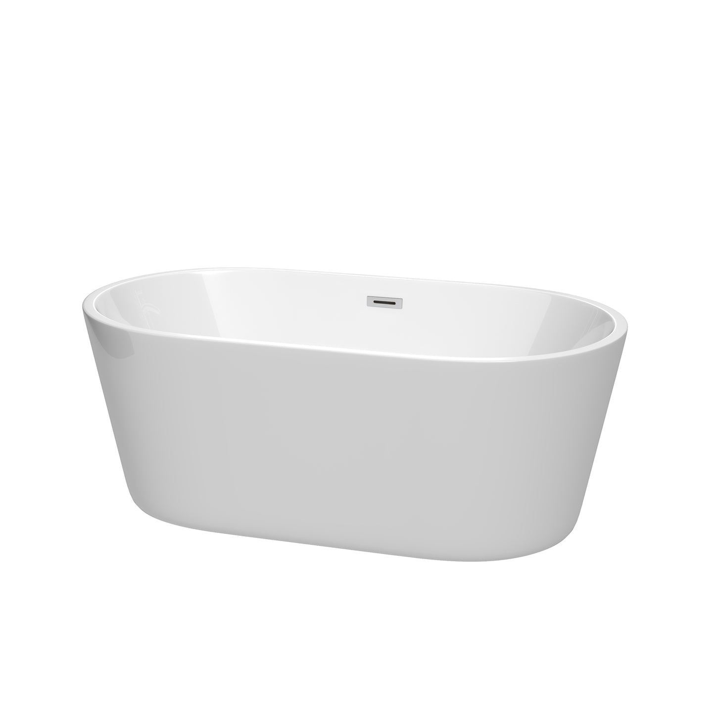 Carissa 60" Freestanding Bathtub in White, Polished Chrome Drain, Overflow Trim