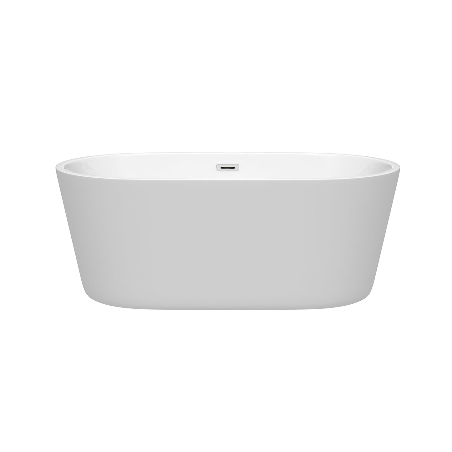 Carissa 60" Freestanding Bathtub in White, Polished Chrome Drain, Overflow Trim