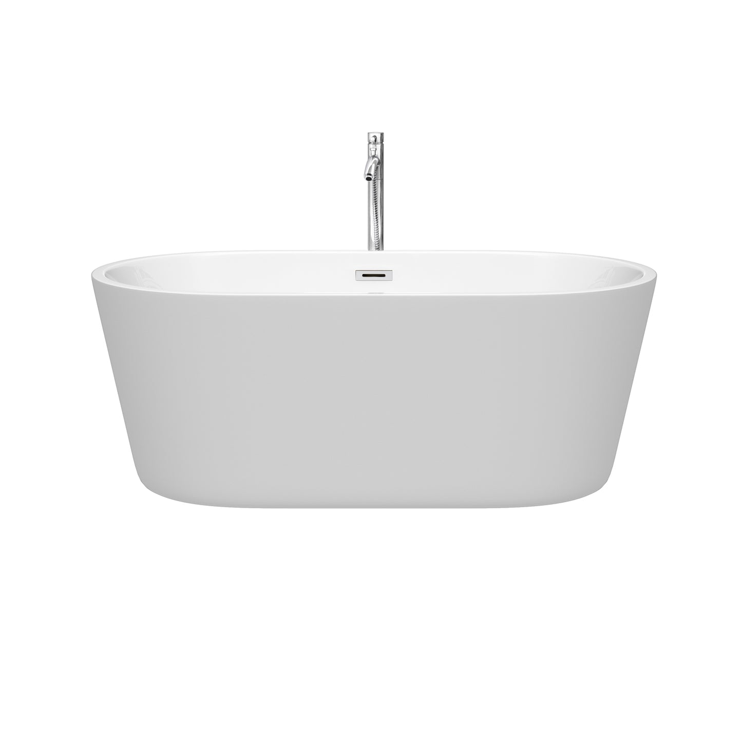 Carissa 60" Freestanding Bathtub in White, Overflow Trim in Polished Chrome