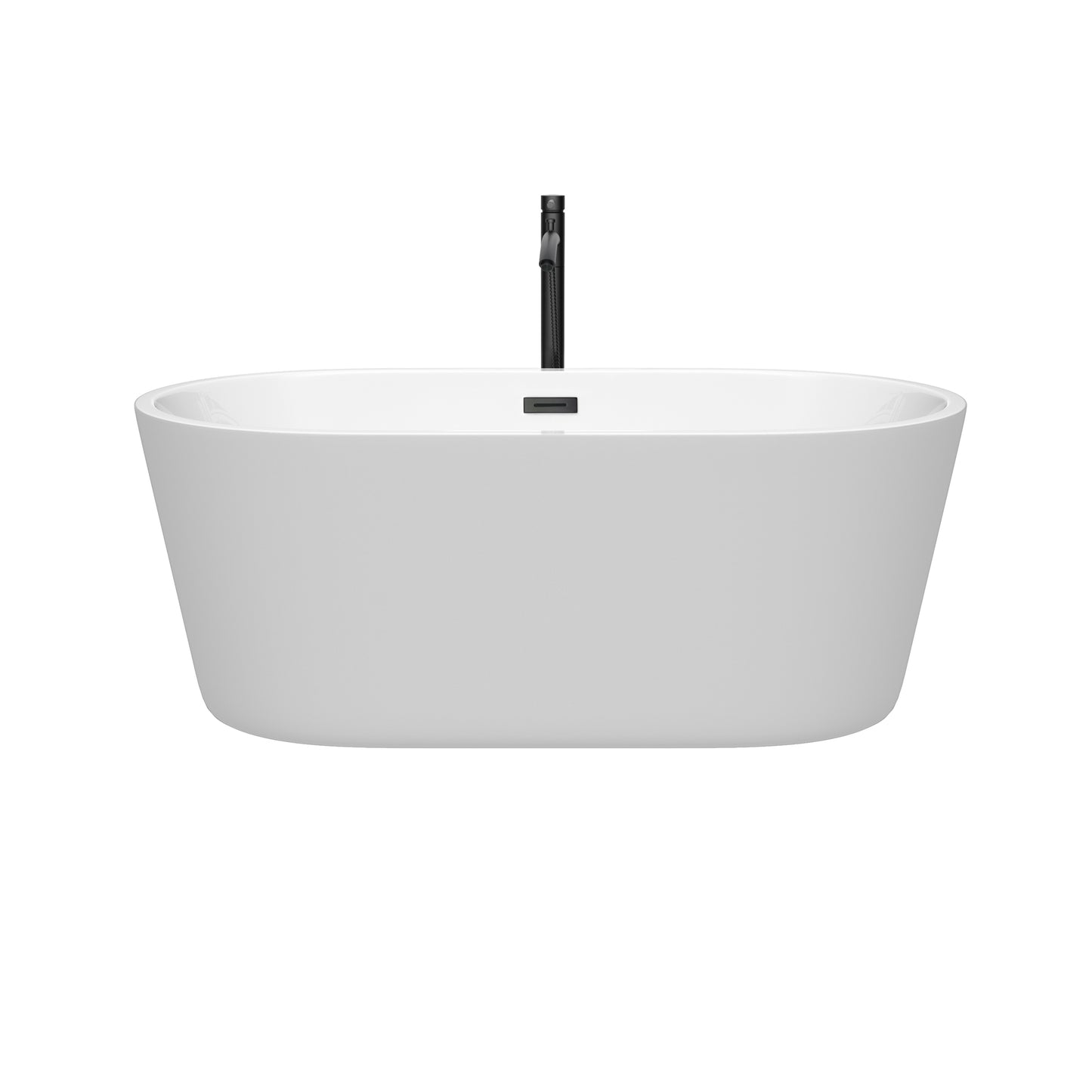 Carissa 60" Freestanding Bathtub in White, Overflow Trim in Matte Black