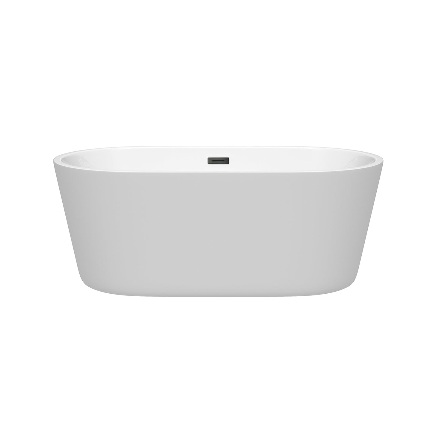 Carissa 60" Freestanding Bathtub in White, Matte Black Drain, Overflow Trim