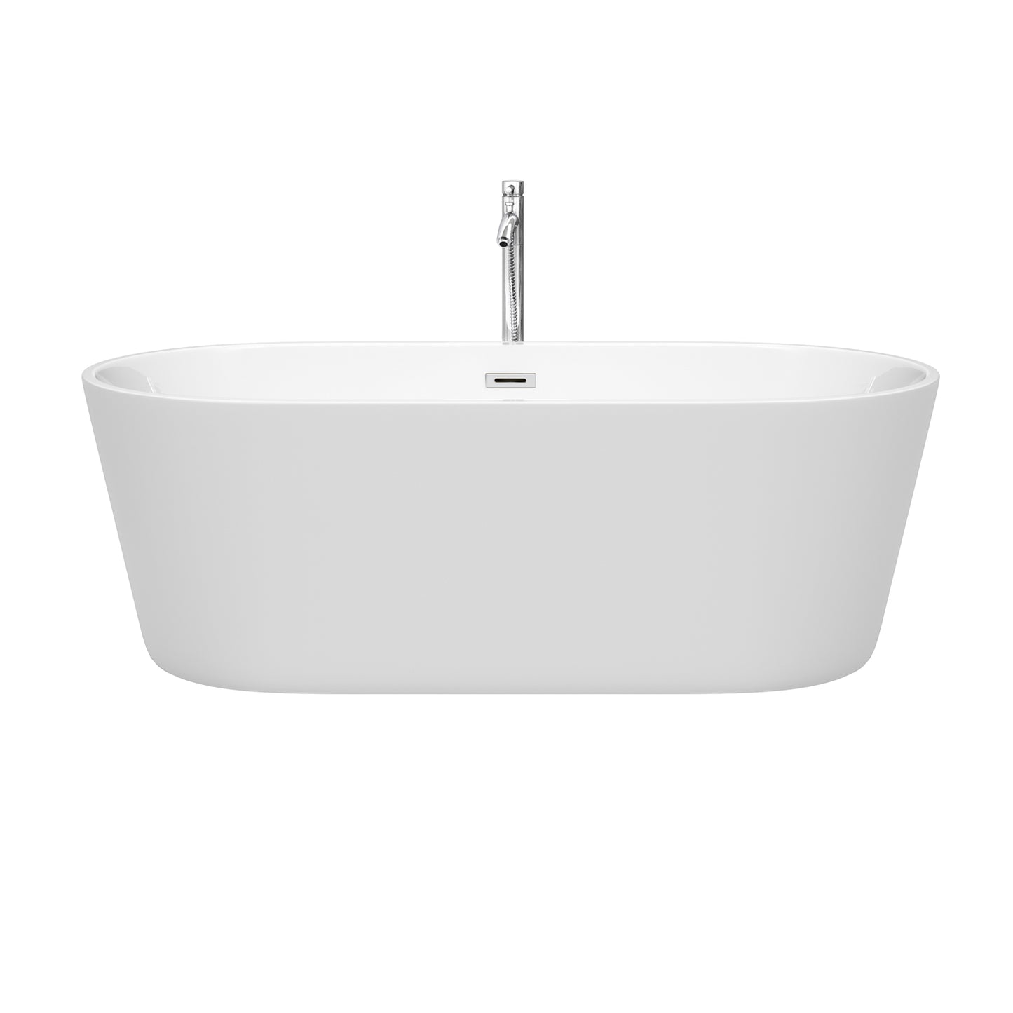 Carissa 67" Freestanding Bathtub in White, Overflow Trim in Polished Chrome