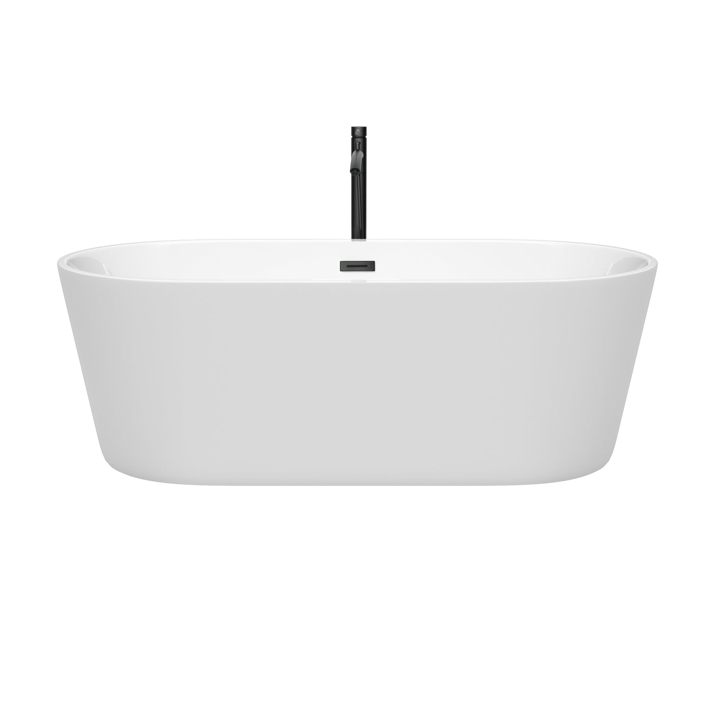 Carissa 67" Freestanding Bathtub in White, Overflow Trim in Matte Black