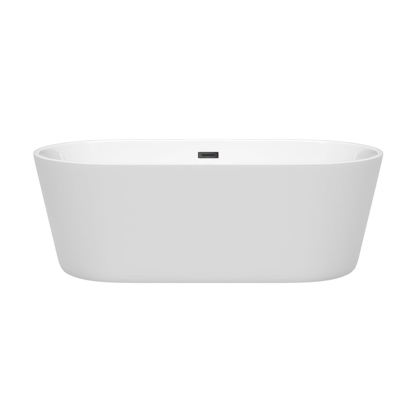 Carissa 67" Freestanding Bathtub in White, Matte Black Drain, Overflow Trim