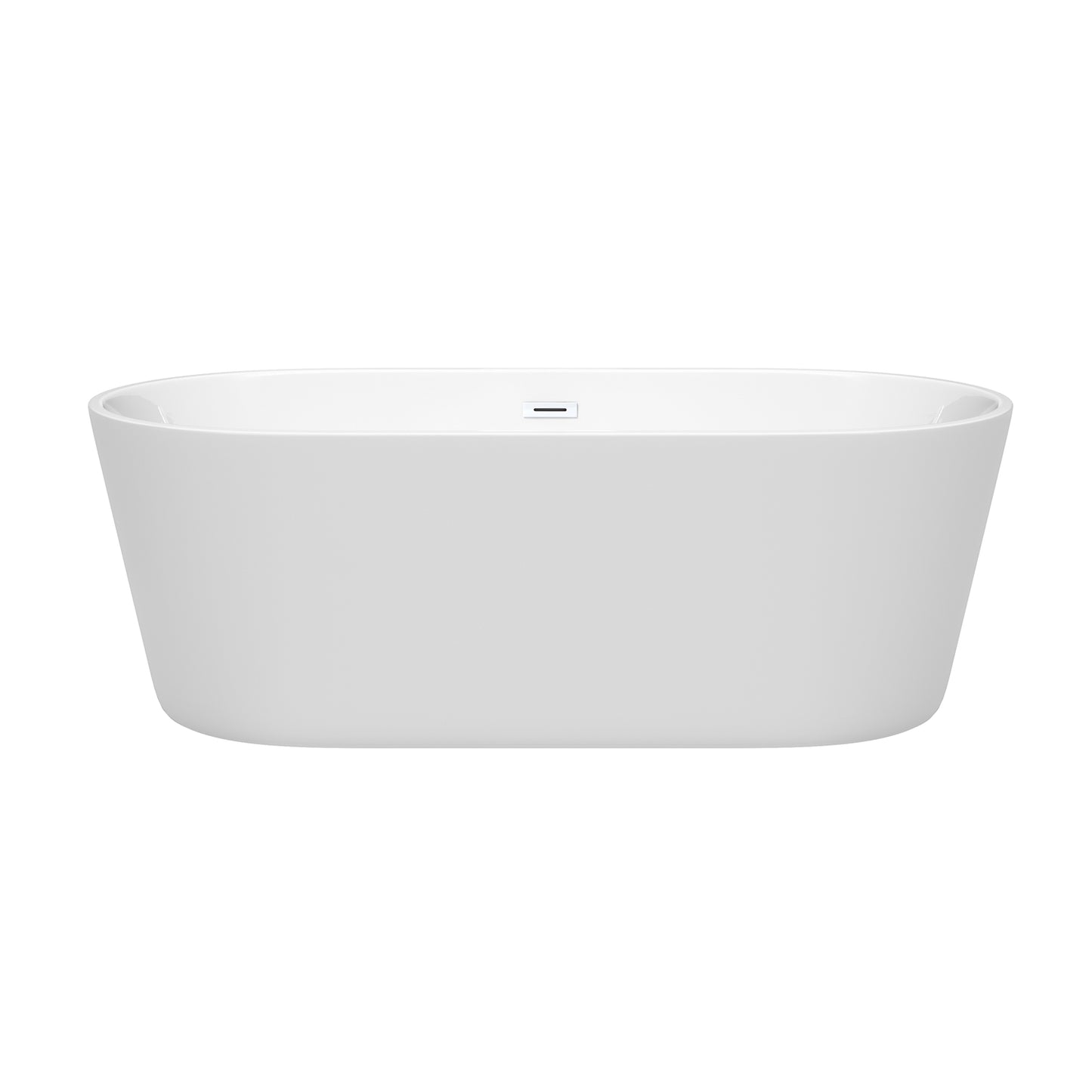 Carissa 67" Freestanding Bathtub in White, Shiny White Drain, Overflow Trim