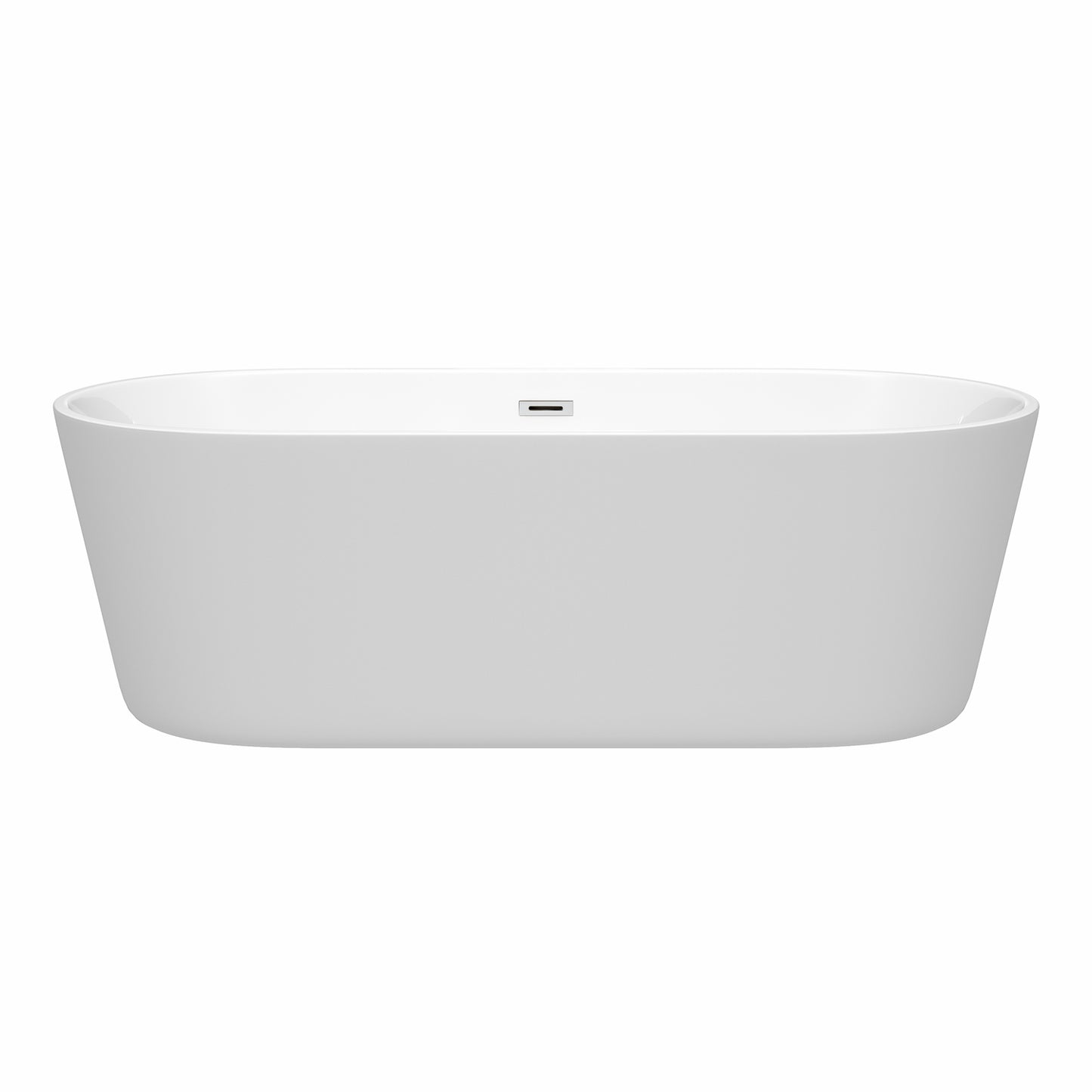 Carissa 71" Freestanding Bathtub in White, Polished Chrome Drain, Overflow Trim