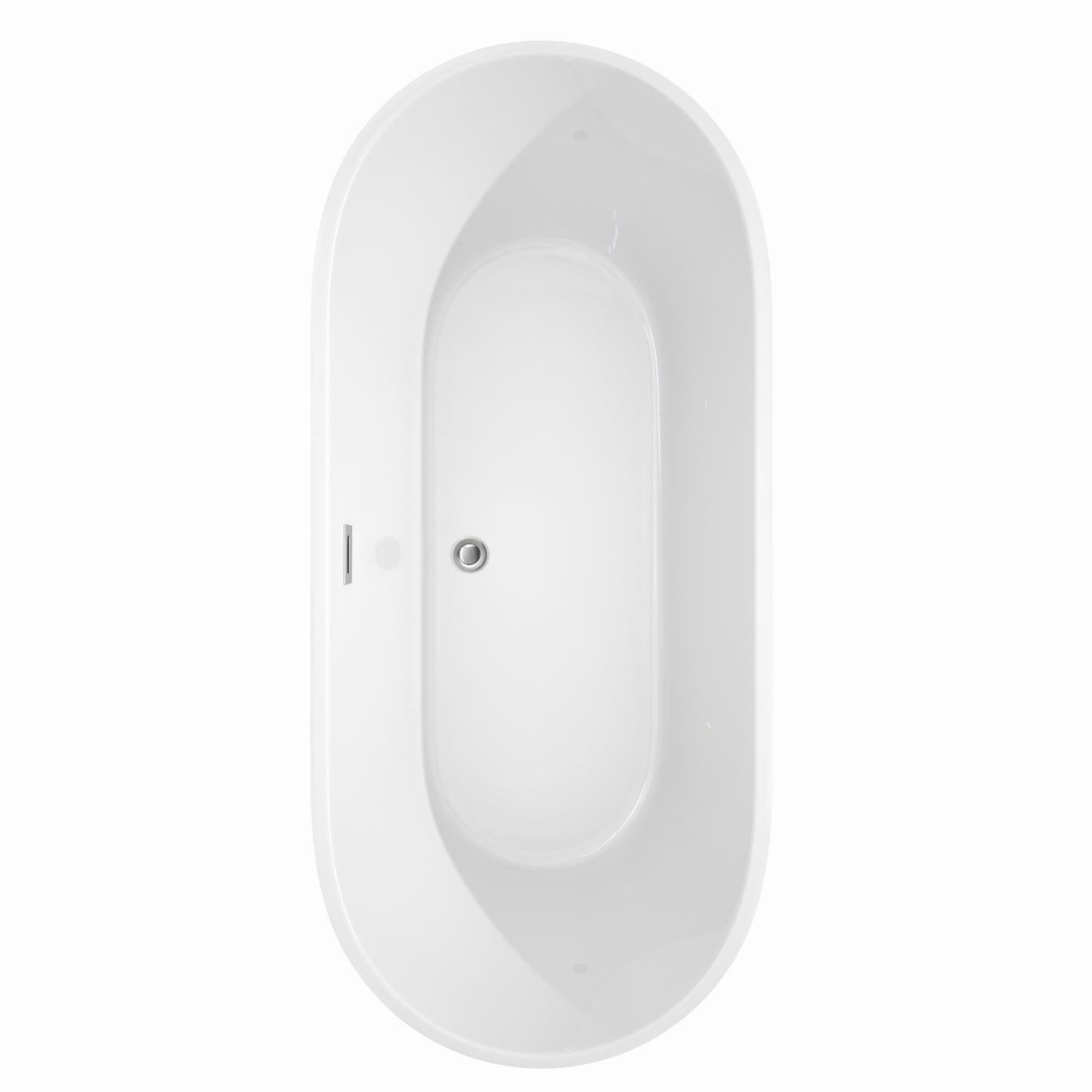 Carissa 71" Freestanding Bathtub in White, Brushed Nickel Drain, Overflow Trim