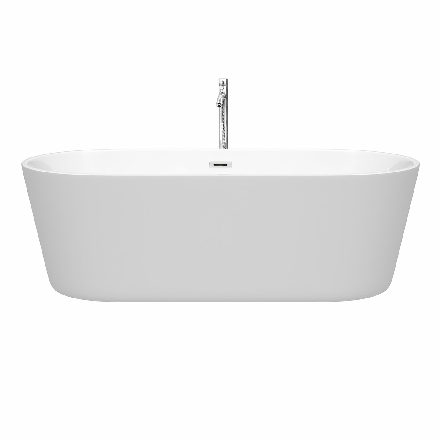 Carissa 71" Freestanding Bathtub in White, Overflow Trim in Polished Chrome