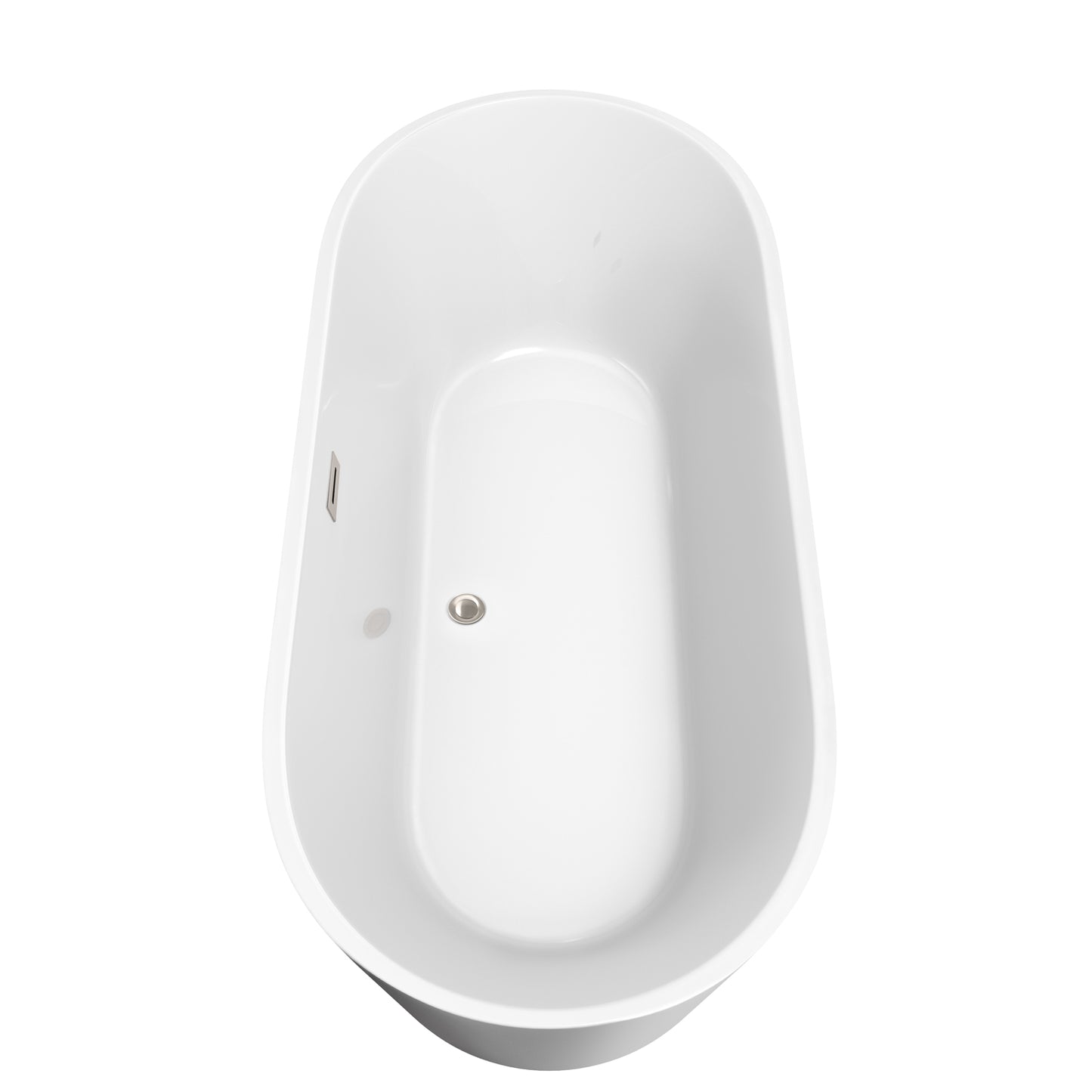 Carissa 71" Freestanding Bathtub in White, Brushed Nickel Drain, Overflow Trim