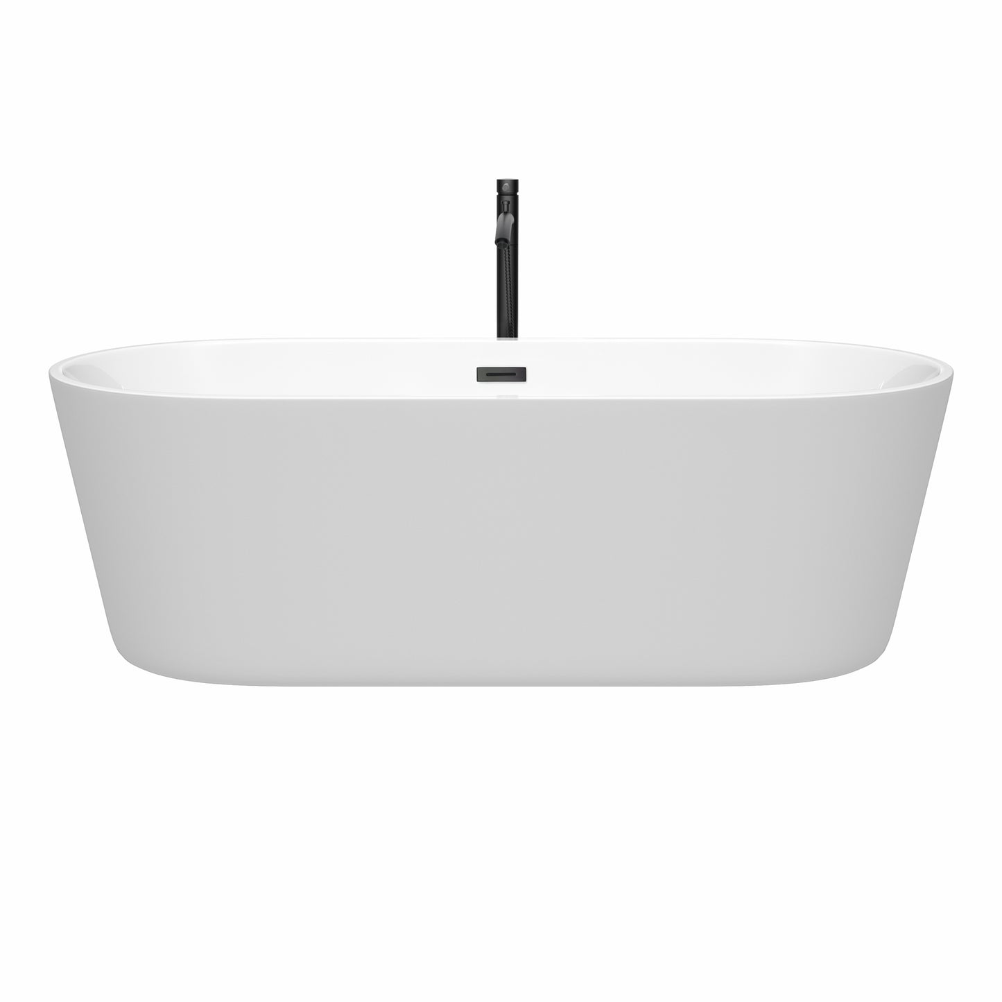 Carissa 71" Freestanding Bathtub in White, Overflow Trim in Matte Black