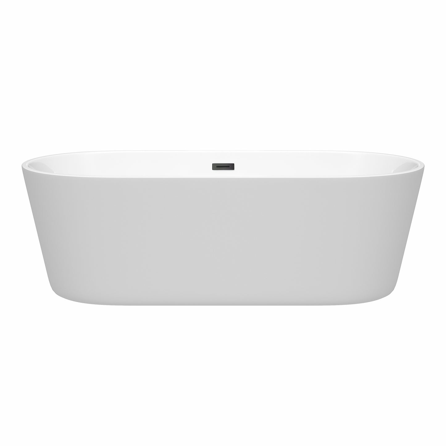 Carissa 71" Freestanding Bathtub in White, Matte Black Drain, Overflow Trim