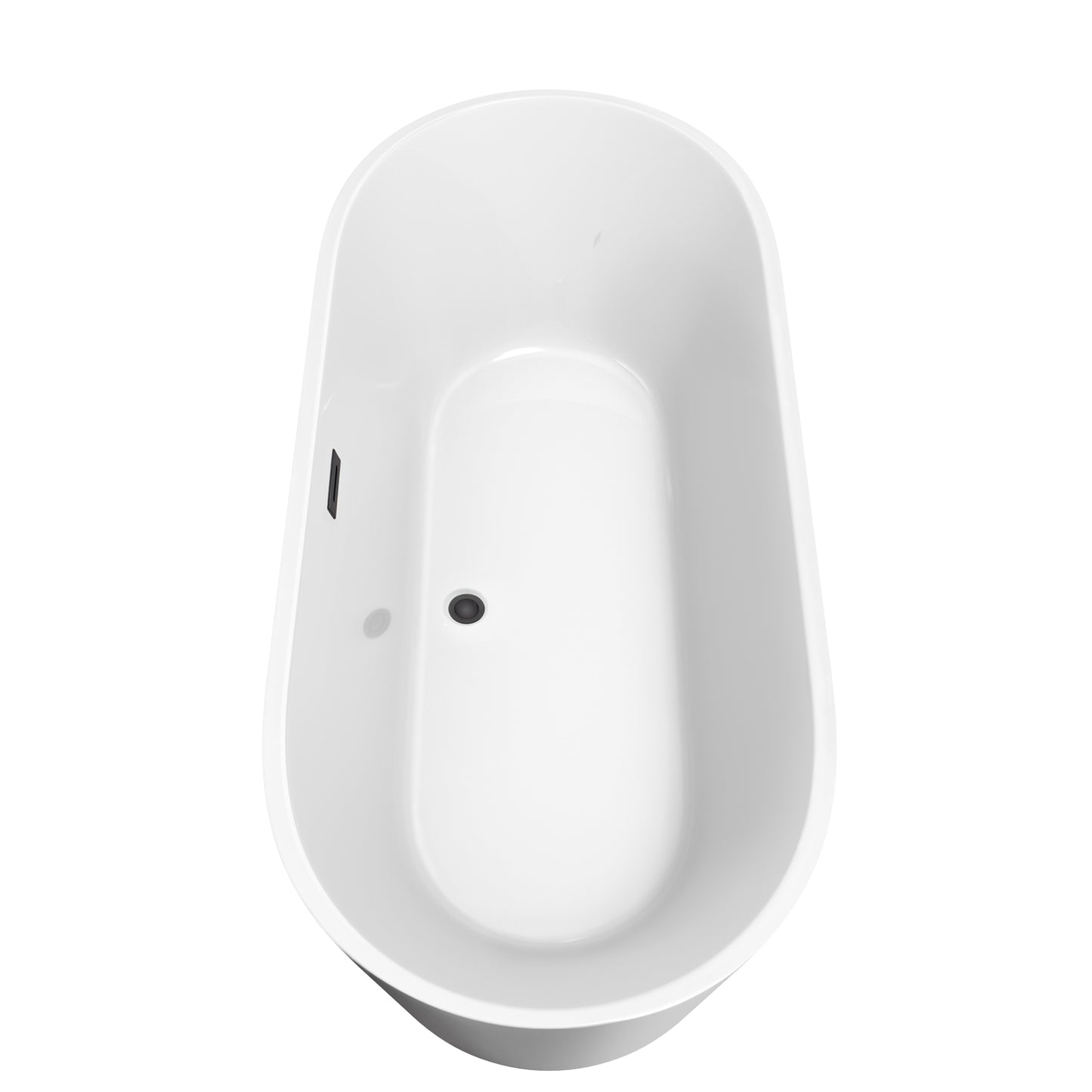 Carissa 71" Freestanding Bathtub in White, Matte Black Drain, Overflow Trim