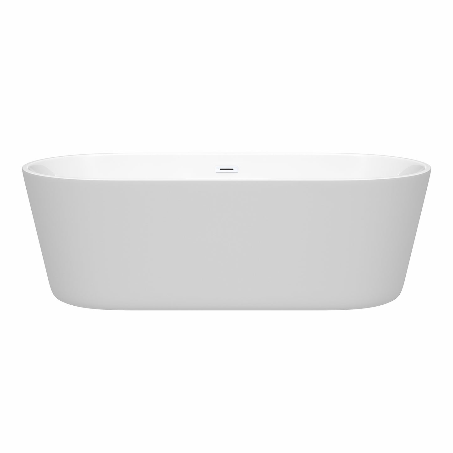 Carissa 71" Freestanding Bathtub in White, Shiny White Drain, Overflow Trim