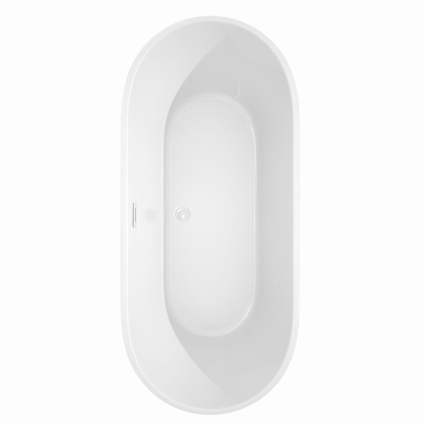 Carissa 71" Freestanding Bathtub in White, Shiny White Drain, Overflow Trim