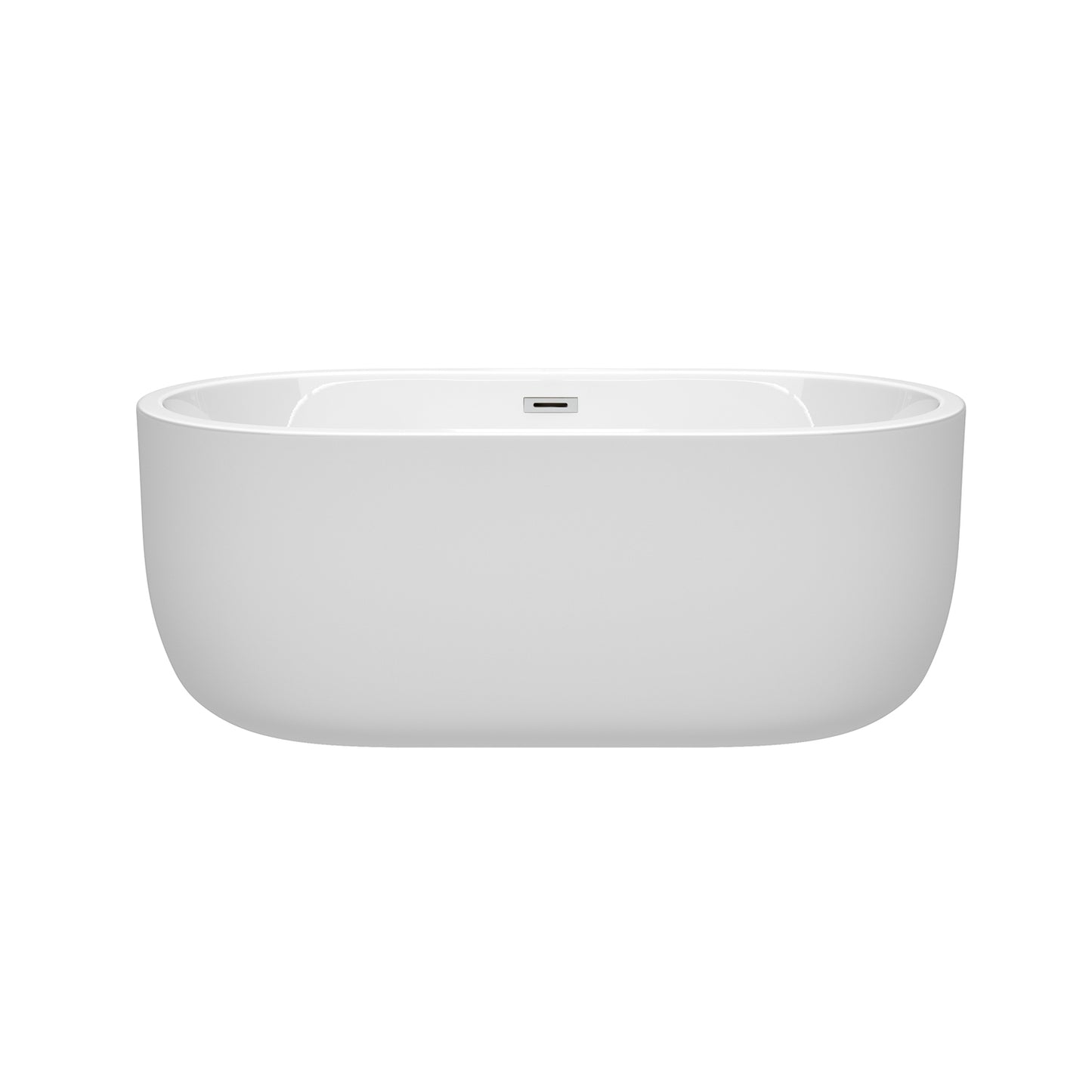 Juliette 60" Freestanding Bathtub in White, Polished Chrome Drain, Overflow Trim