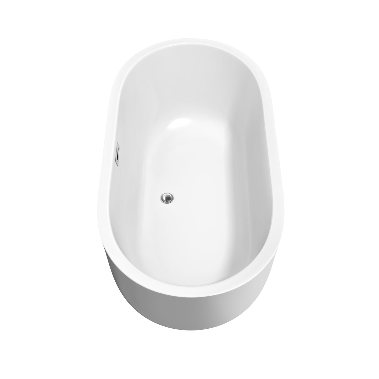 Juliette 60" Freestanding Bathtub in White, Polished Chrome Drain, Overflow Trim