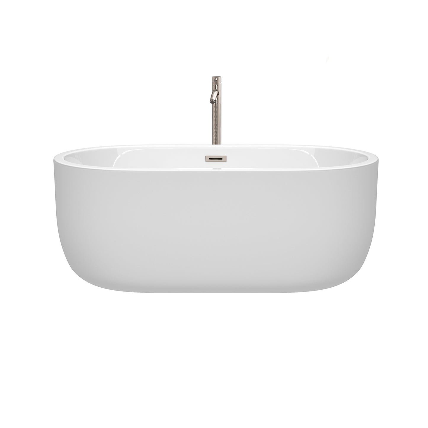 Juliette 60" Freestanding Bathtub in White, Overflow Trim in Brushed Nickel