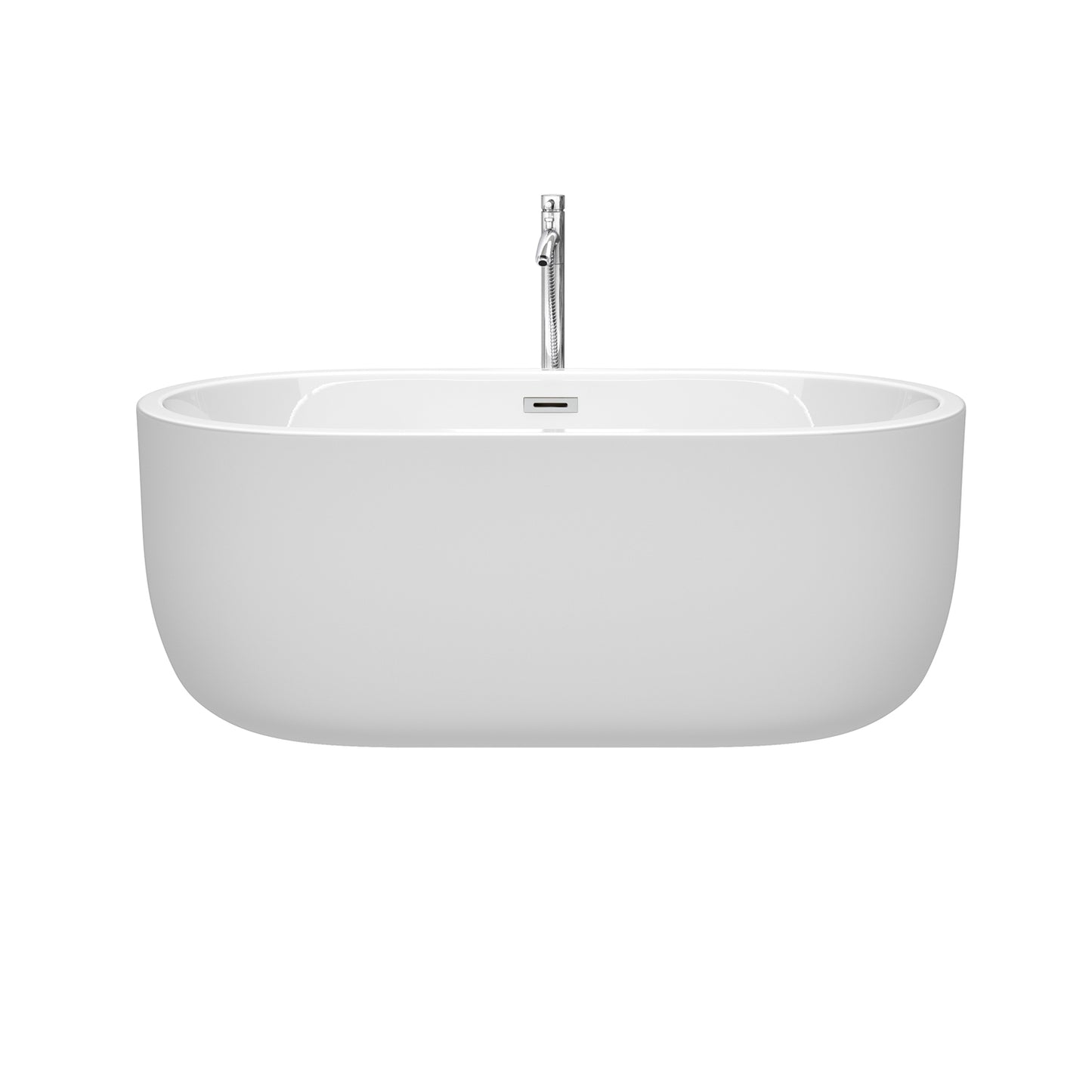 Juliette 60" Freestanding Bathtub in White, Overflow Trim in Polished Chrome