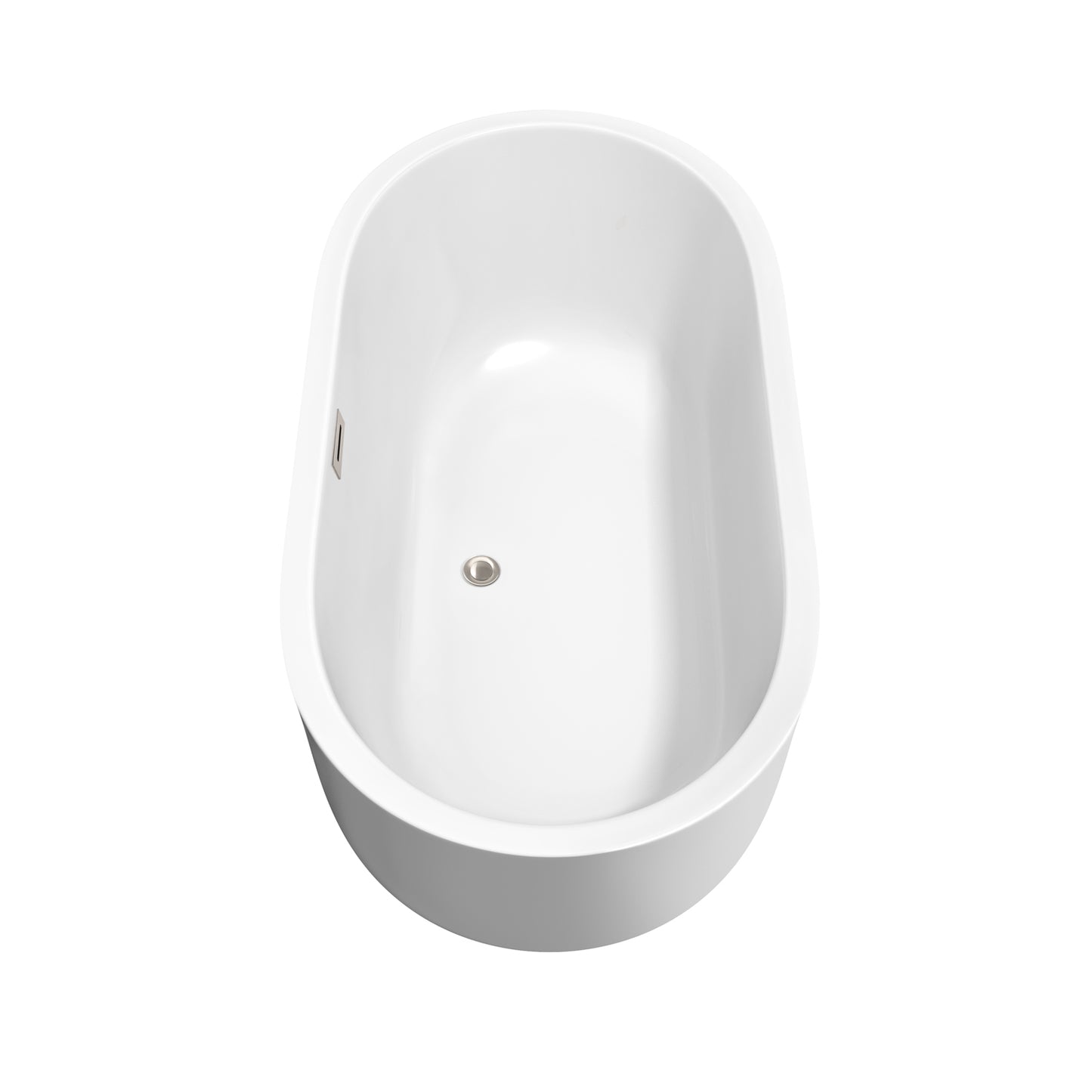 Juliette 60" Freestanding Bathtub in White, Brushed Nickel Drain, Overflow Trim