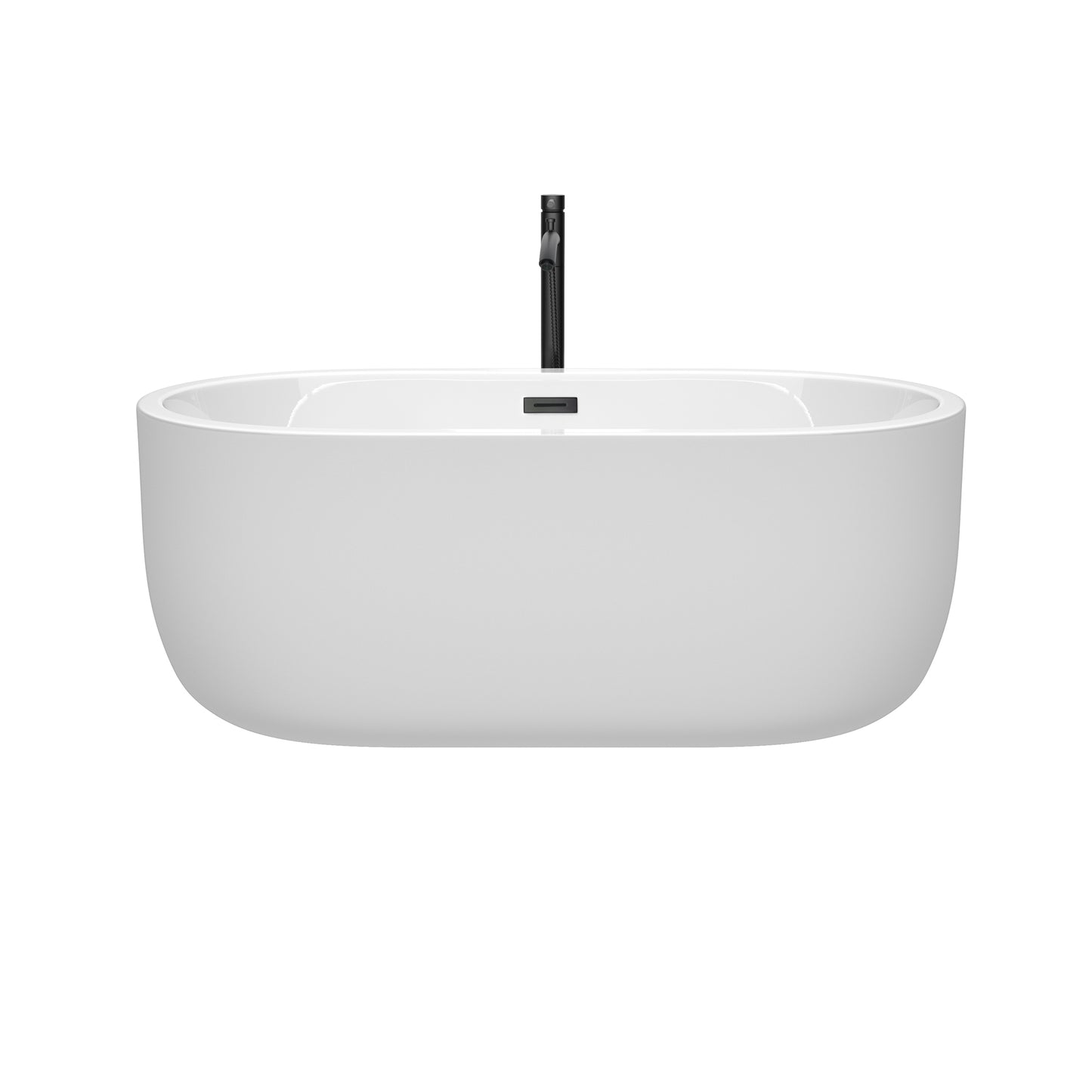 Juliette 60" Freestanding Bathtub in White, Overflow Trim in Matte Black