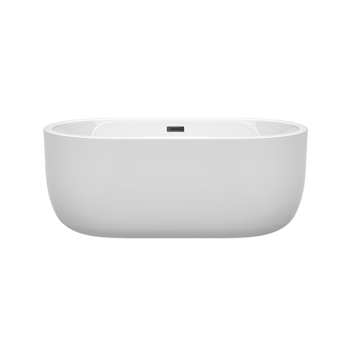 Juliette 60" Freestanding Bathtub in White, Matte Black Drain, Overflow Trim