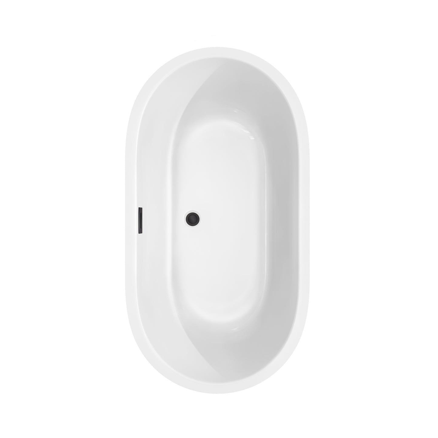 Juliette 60" Freestanding Bathtub in White, Matte Black Drain, Overflow Trim