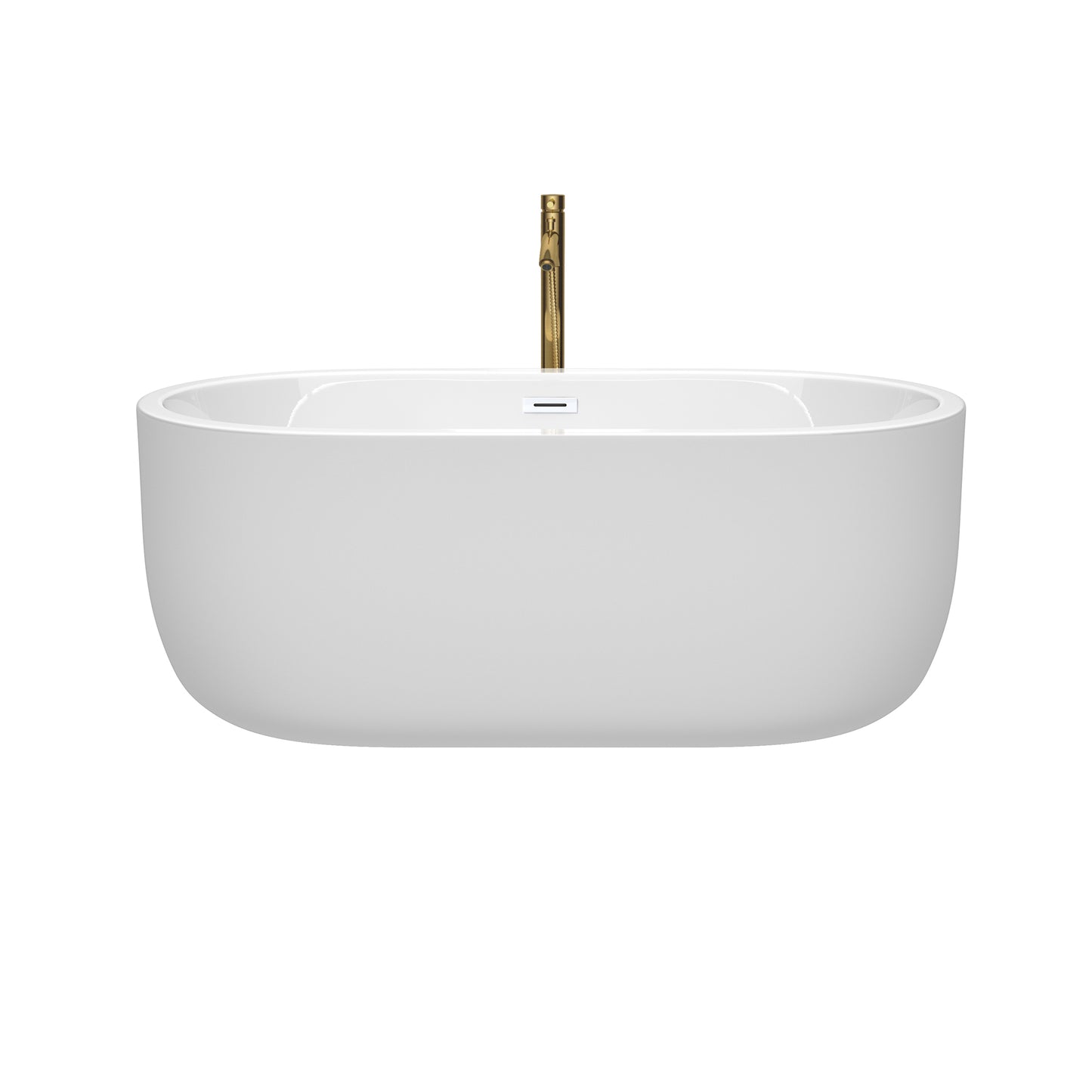 Juliette 60" Freestanding Bathtub in White, White Trim, Faucet in Brushed Gold