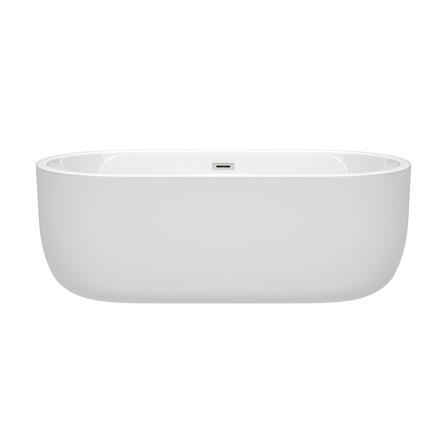 Juliette 67" Freestanding Bathtub in White, Polished Chrome Drain, Overflow Trim