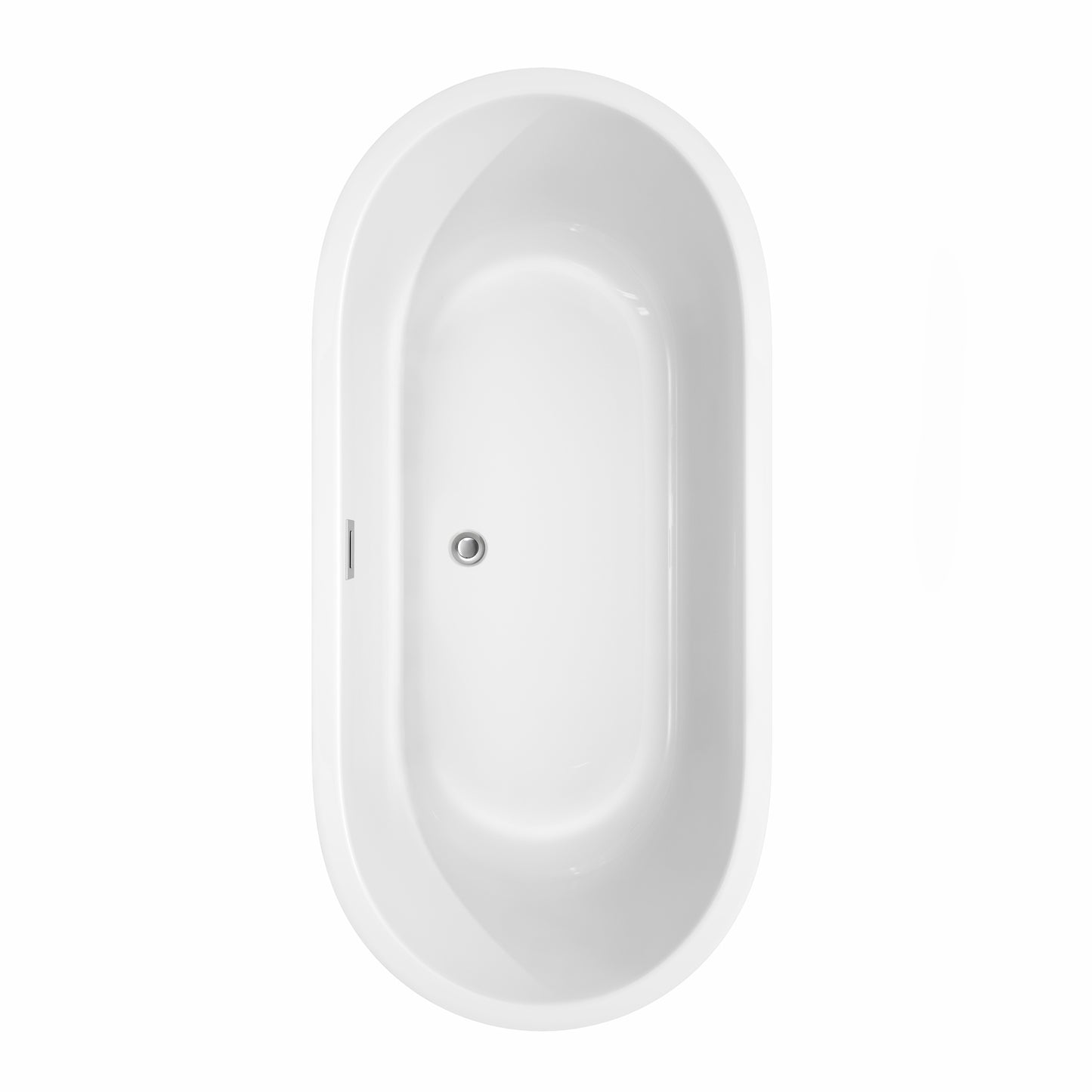 Juliette 67" Freestanding Bathtub in White, Polished Chrome Drain, Overflow Trim