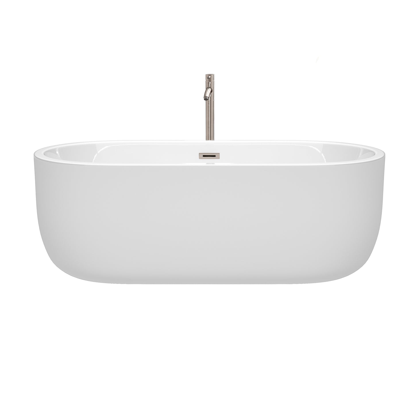 Juliette 67" Freestanding Bathtub in White, Overflow Trim in Brushed Nickel