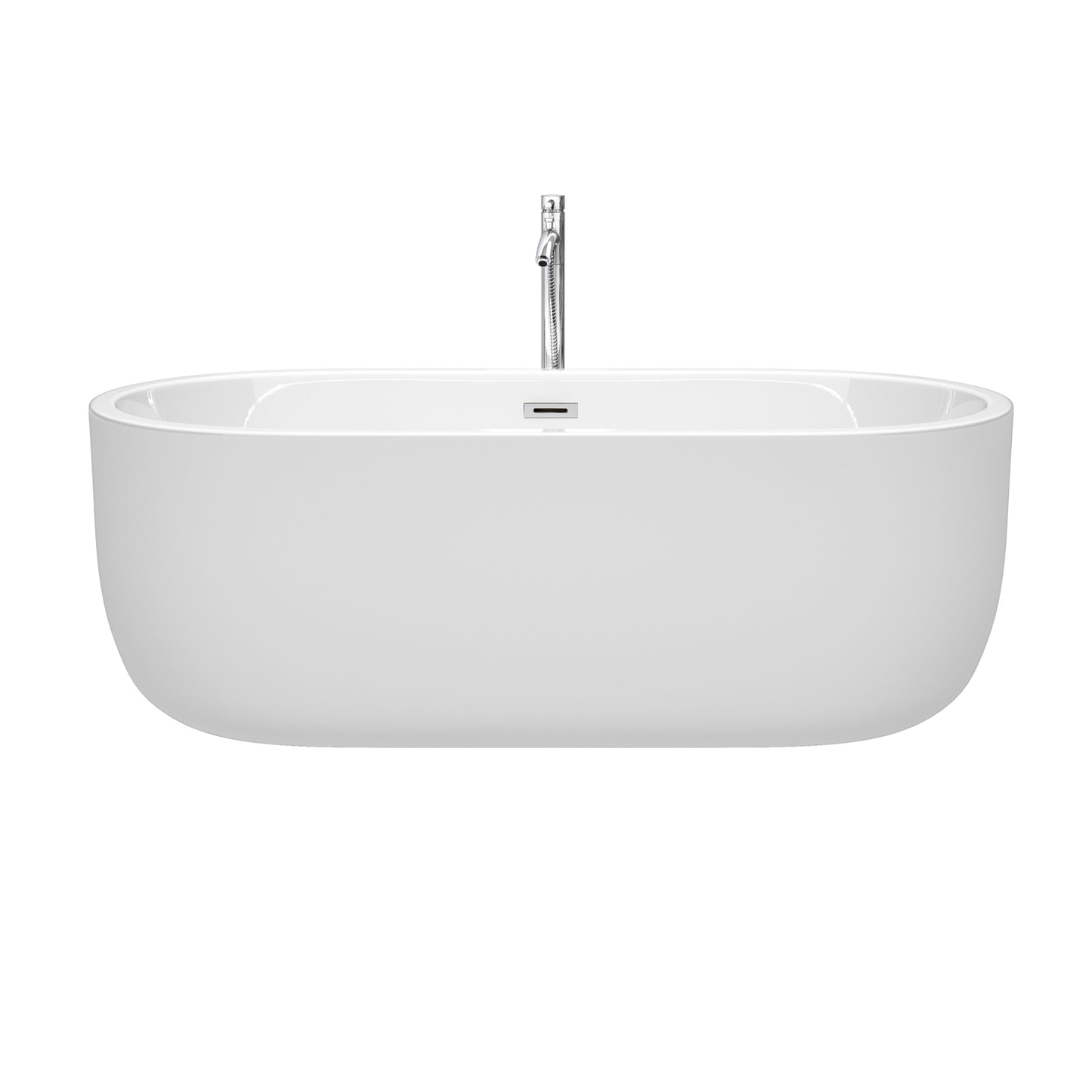 Juliette 67" Freestanding Bathtub in White, Overflow Trim in Polished Chrome