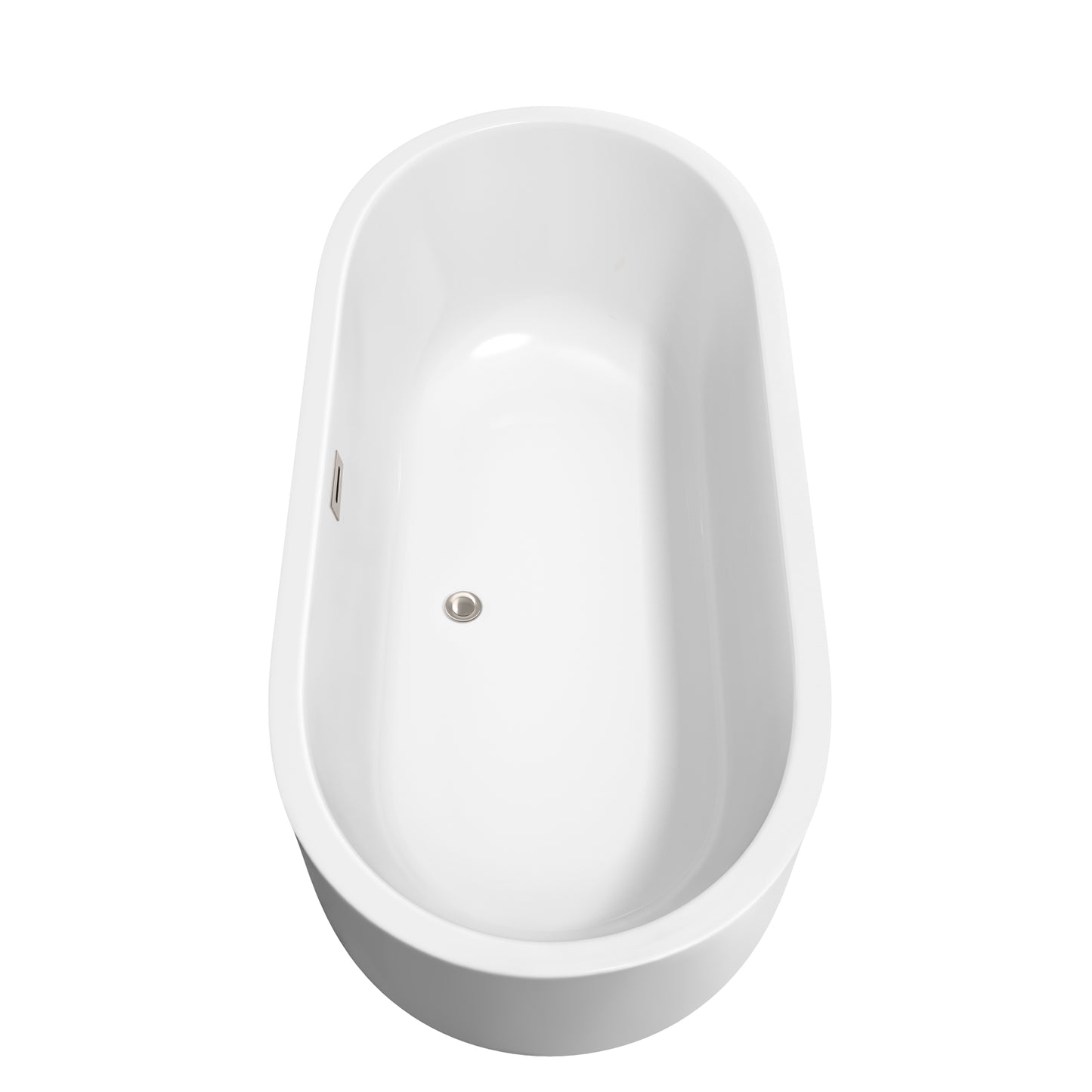 Juliette 67" Freestanding Bathtub in White, Brushed Nickel Drain, Overflow Trim