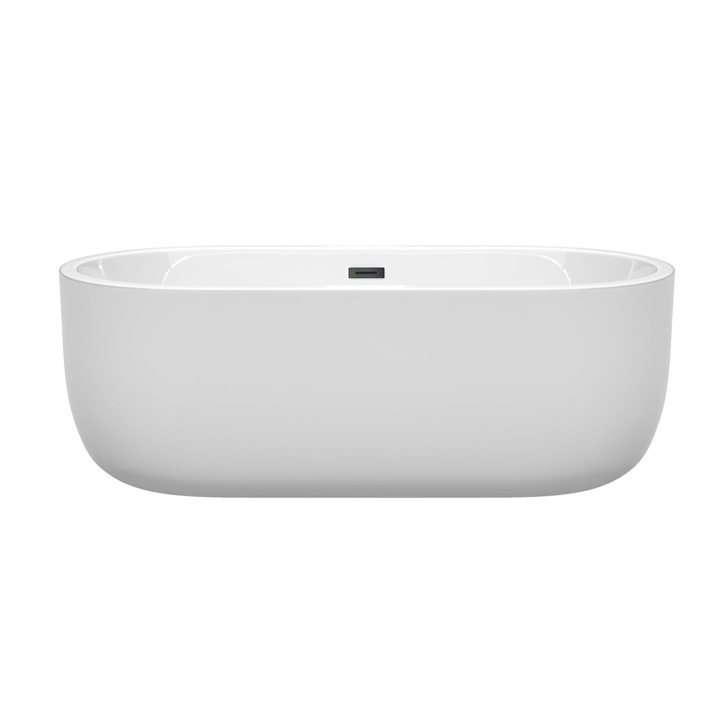 Juliette 67" Freestanding Bathtub in White, Matte Black Drain, Overflow Trim