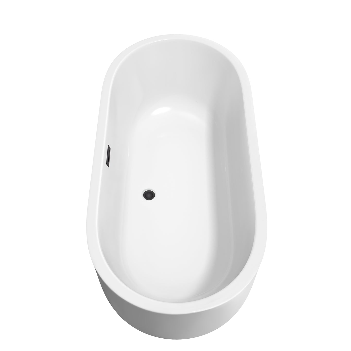 Juliette 67" Freestanding Bathtub in White, Matte Black Drain, Overflow Trim