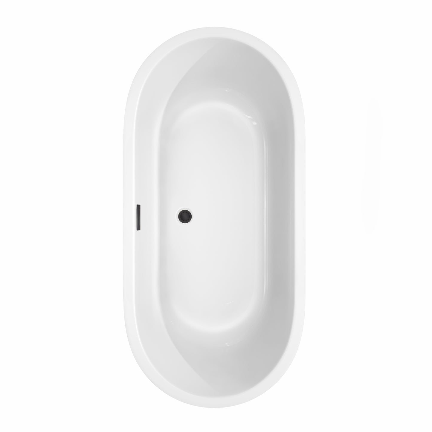 Juliette 67" Freestanding Bathtub in White, Matte Black Drain, Overflow Trim