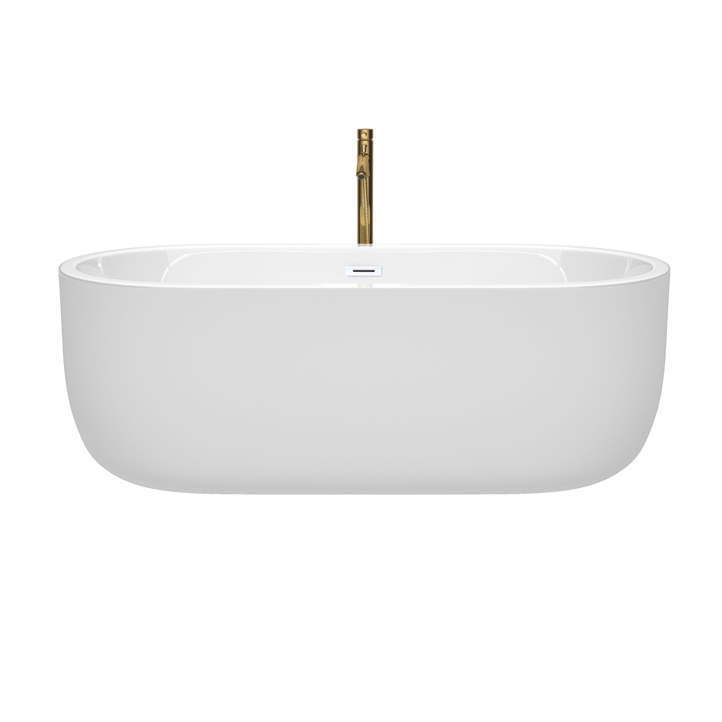 Juliette 67" Freestanding Bathtub in White, White Trim, Faucet in Brushed Gold